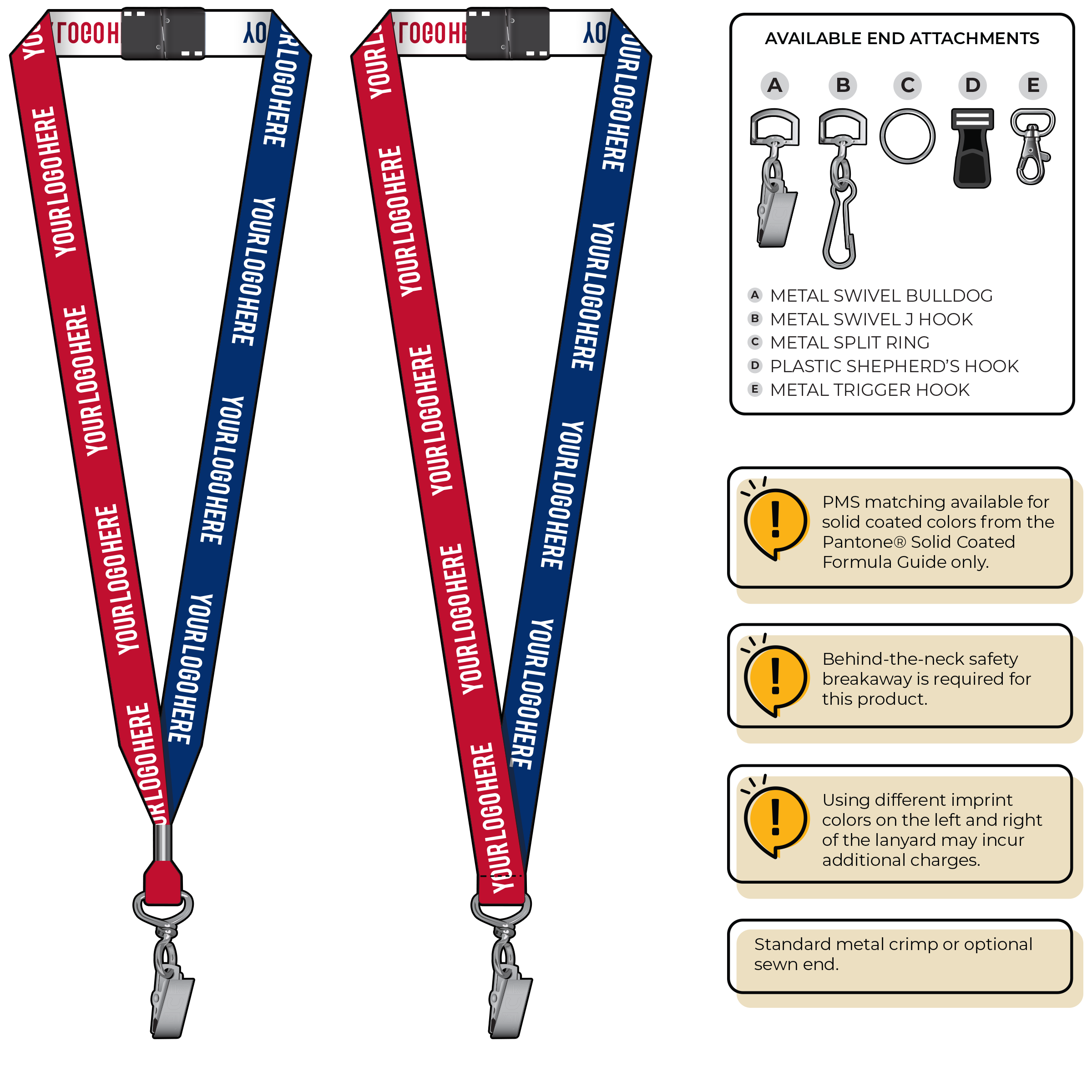 BH0045 | 3/4" Two Tone Woven Lanyards :: STANDARD END ATTACHMENTS