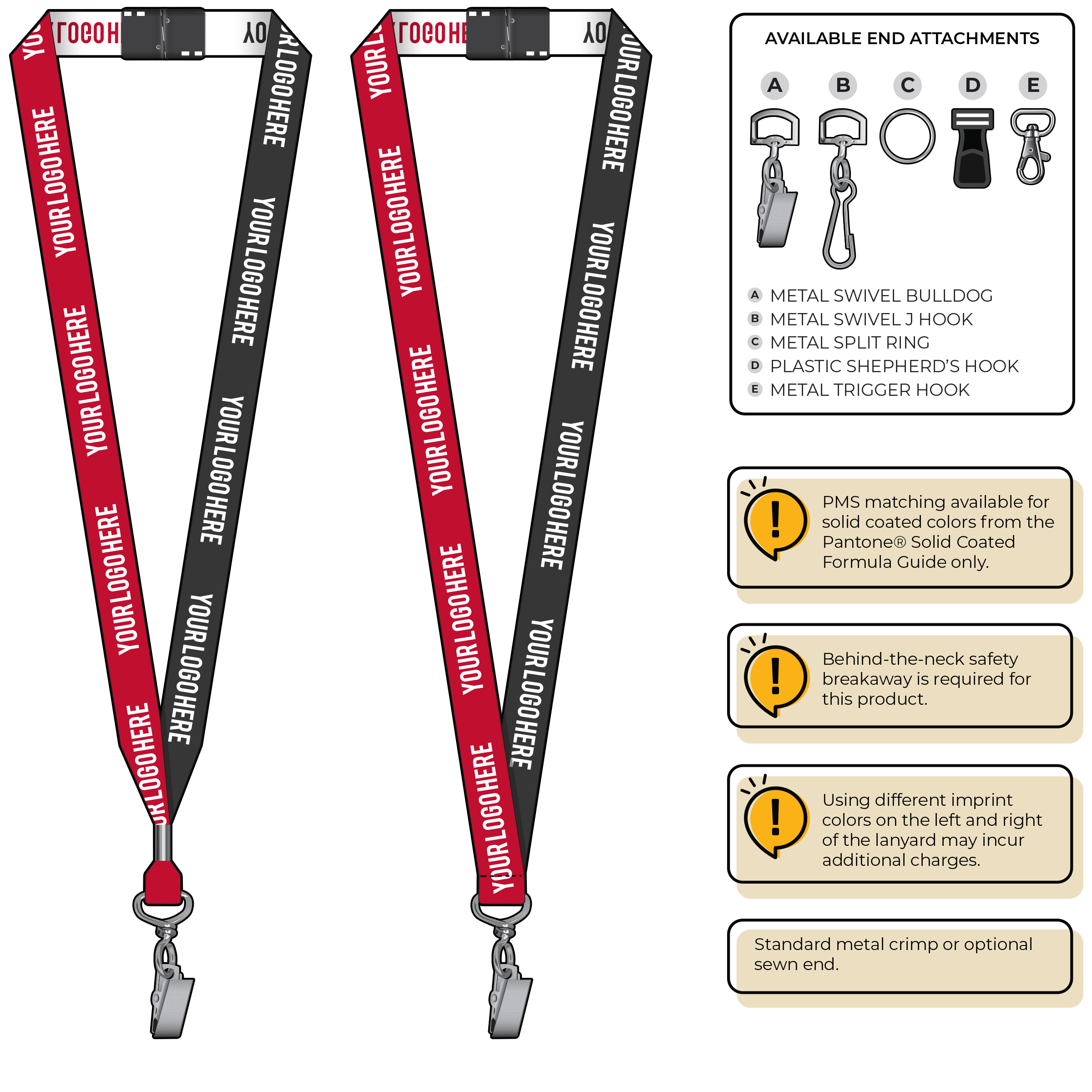BH0045 | 3/4" Two Tone Woven Lanyards :: STANDARD END ATTACHMENTS