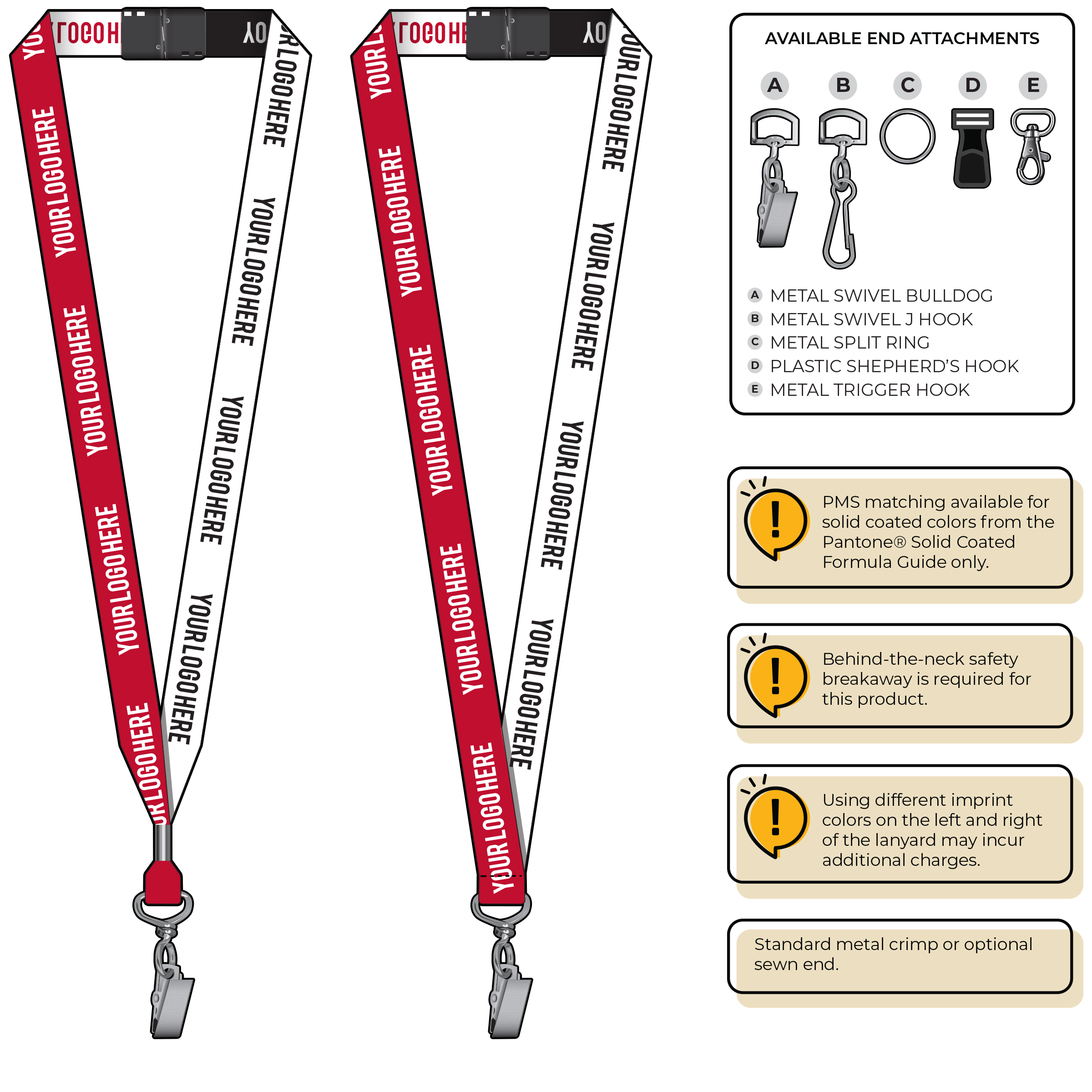 BH0045 | 3/4" Two Tone Woven Lanyards :: STANDARD END ATTACHMENTS