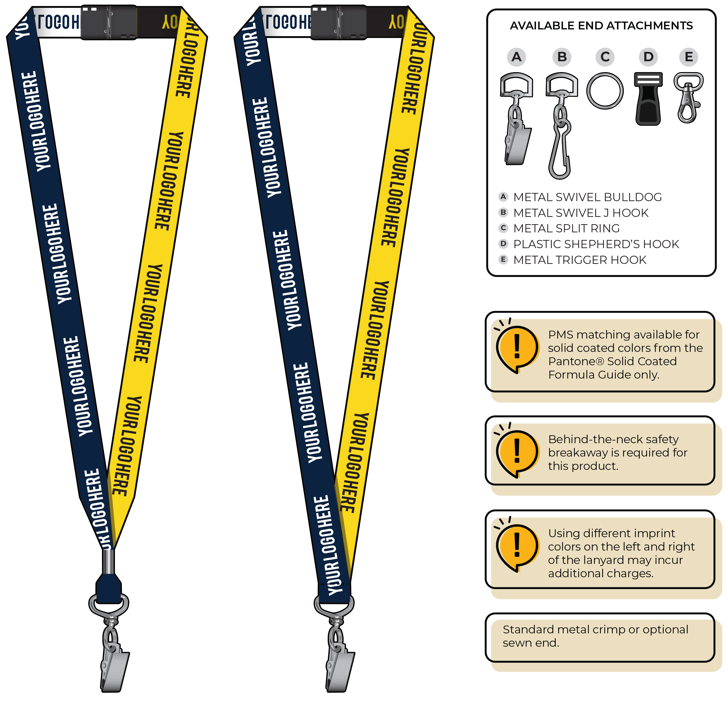 BH0045 | 3/4" Two Tone Woven Lanyards :: STANDARD END ATTACHMENTS