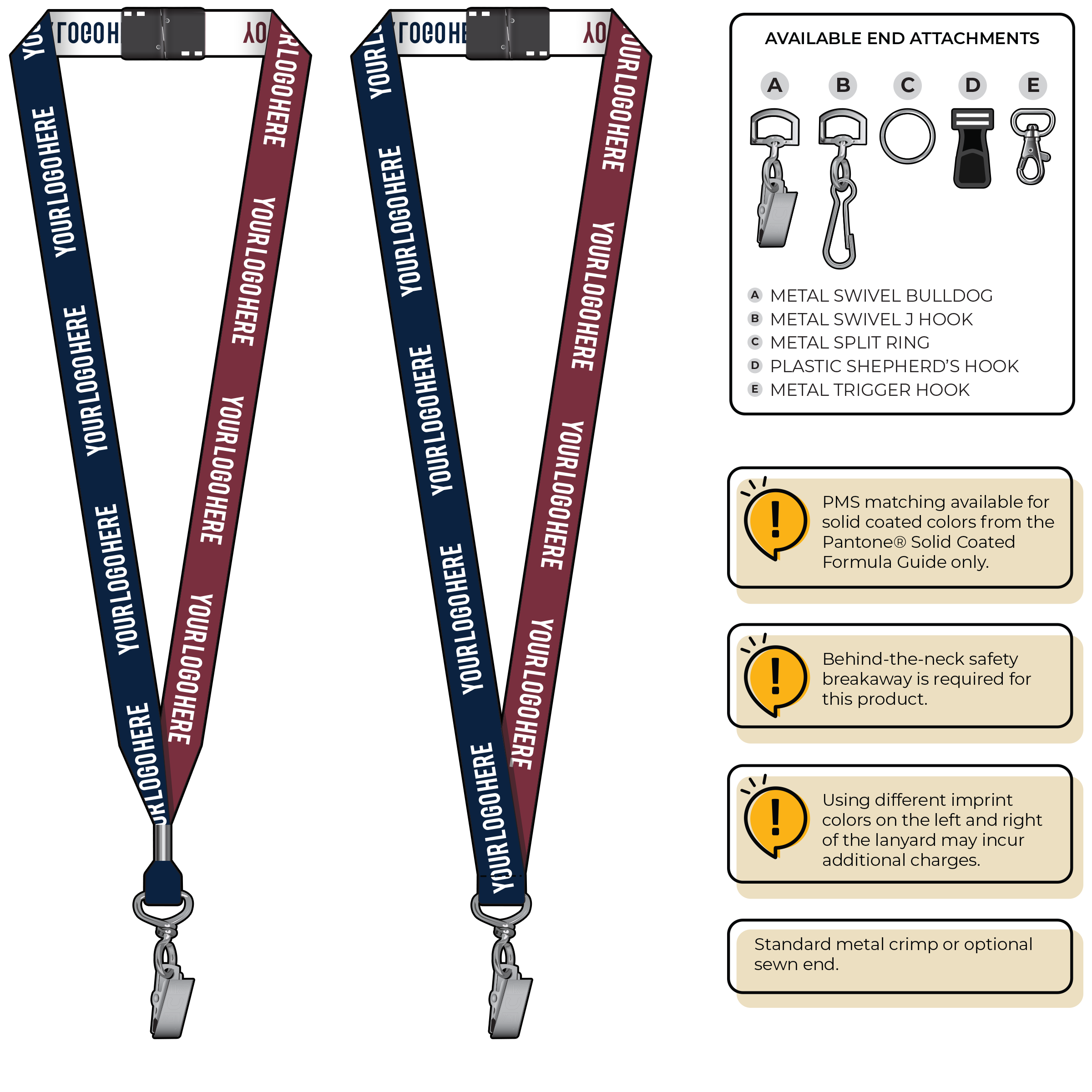 BH0045 | 3/4" Two Tone Woven Lanyards :: STANDARD END ATTACHMENTS