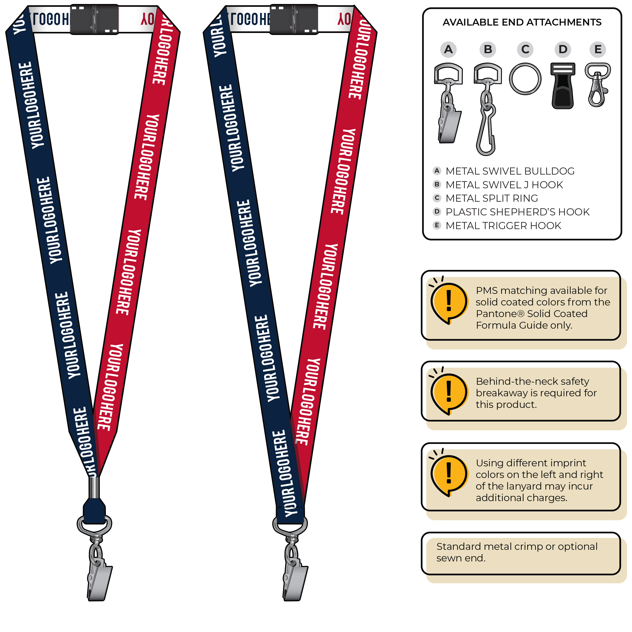 BH0045 | 3/4" Two Tone Woven Lanyards :: STANDARD END ATTACHMENTS