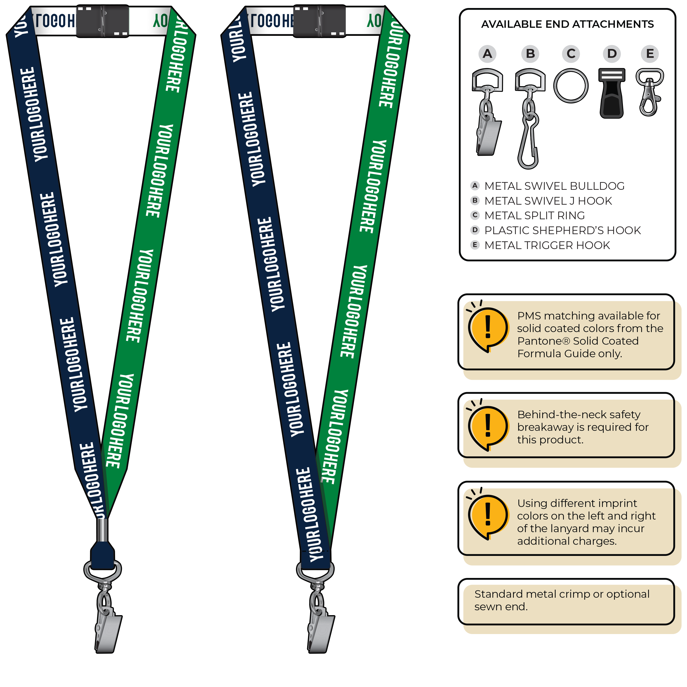 BH0045 | 3/4" Two Tone Woven Lanyards :: STANDARD END ATTACHMENTS
