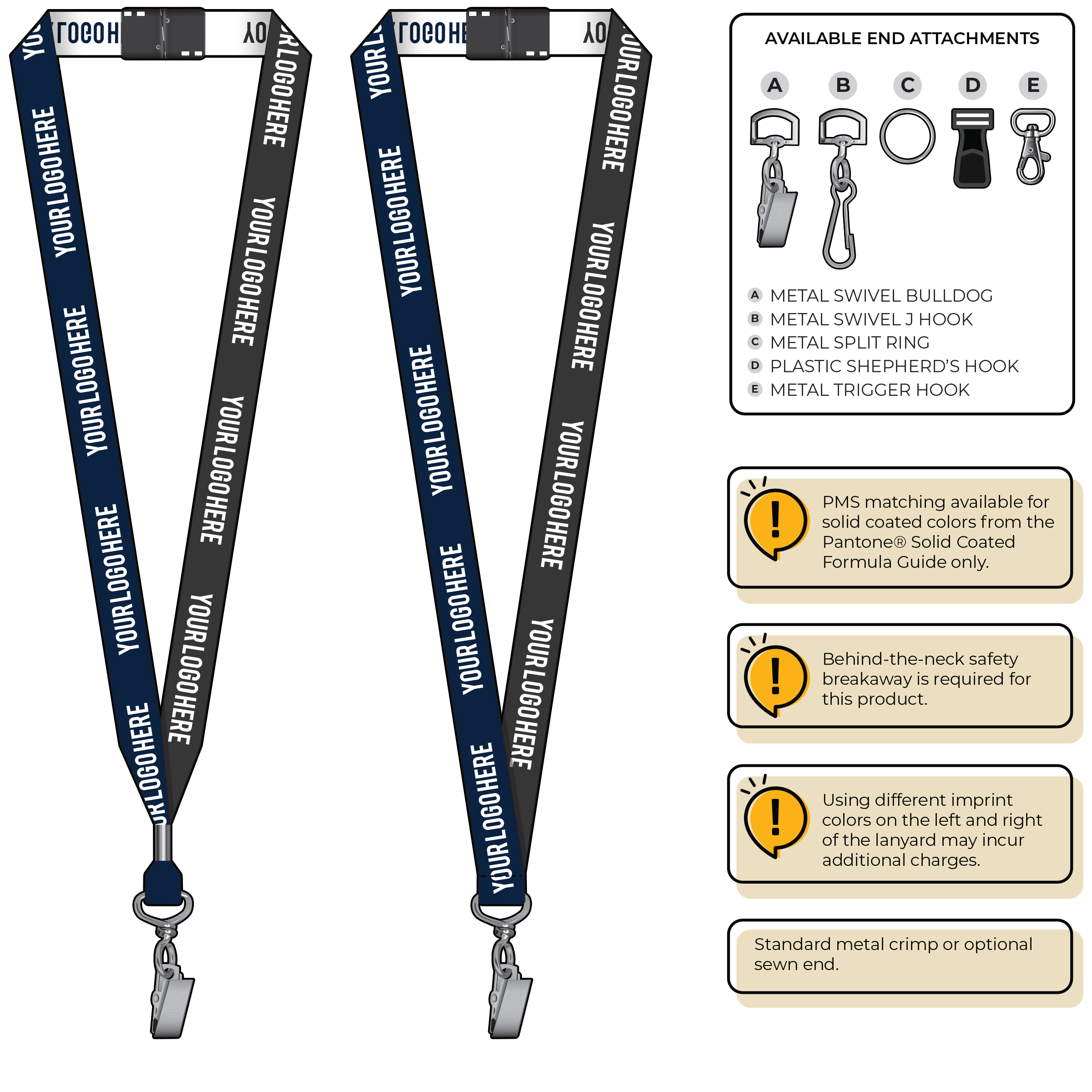 BH0045 | 3/4" Two Tone Woven Lanyards :: STANDARD END ATTACHMENTS
