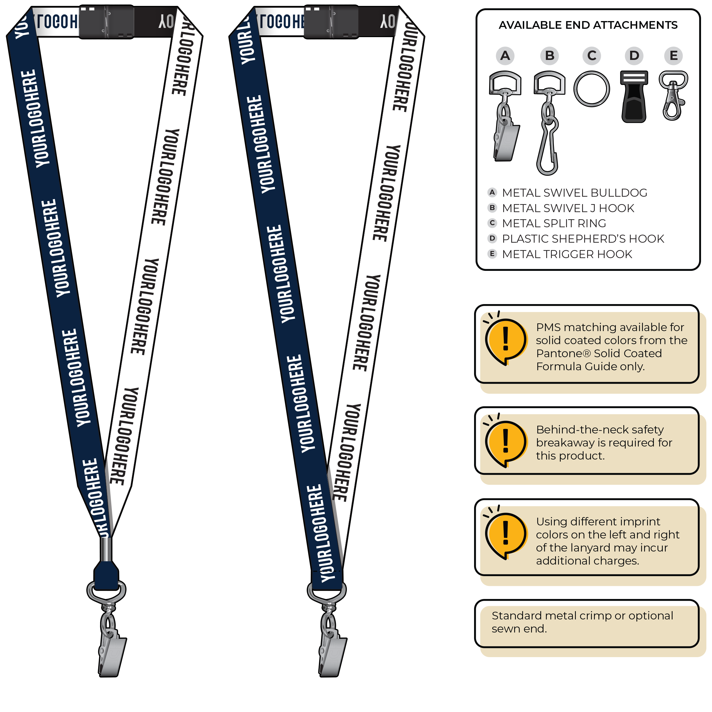 BH0045 | 3/4" Two Tone Woven Lanyards :: STANDARD END ATTACHMENTS