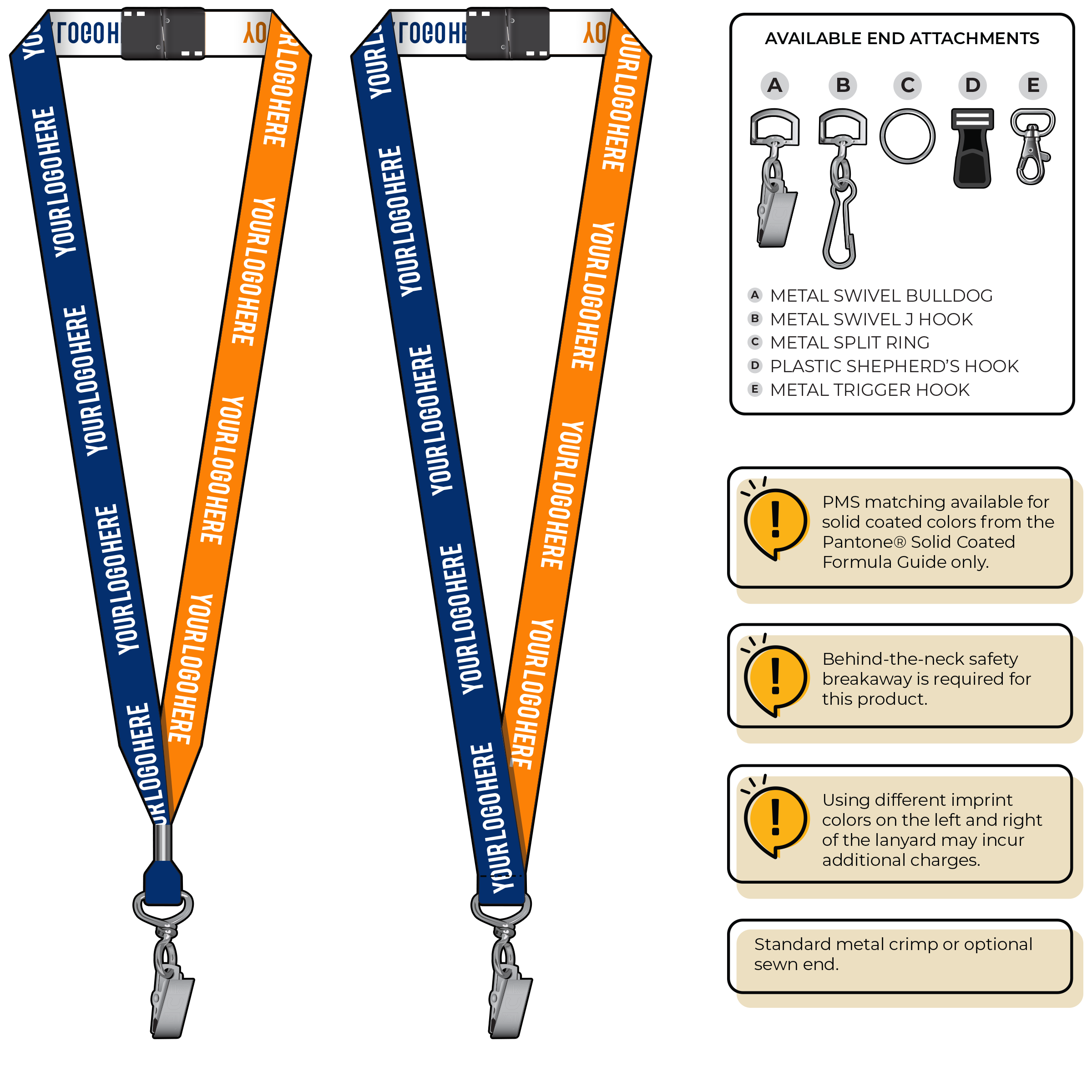 BH0045 | 3/4" Two Tone Woven Lanyards :: STANDARD END ATTACHMENTS