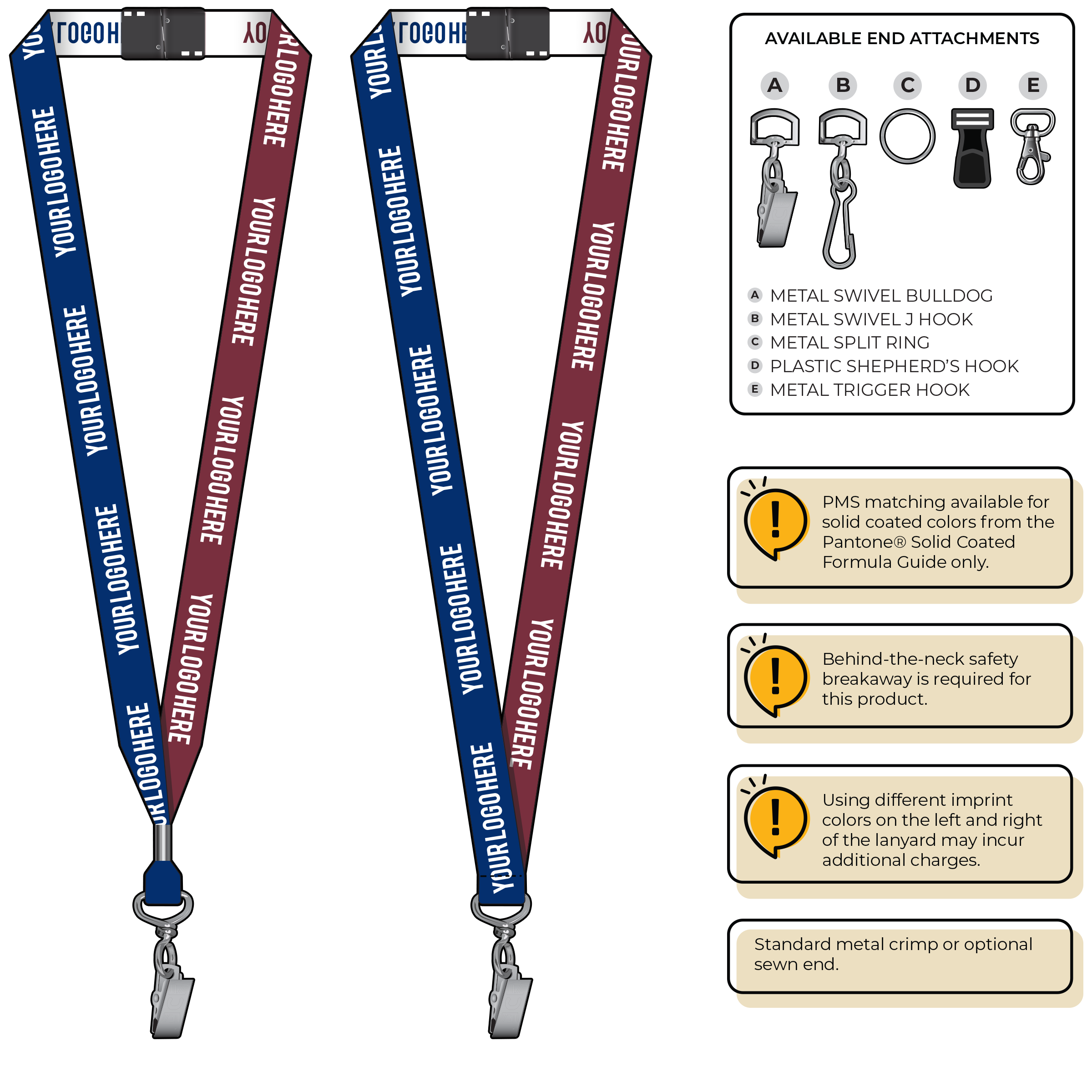 BH0045 | 3/4" Two Tone Woven Lanyards :: STANDARD END ATTACHMENTS