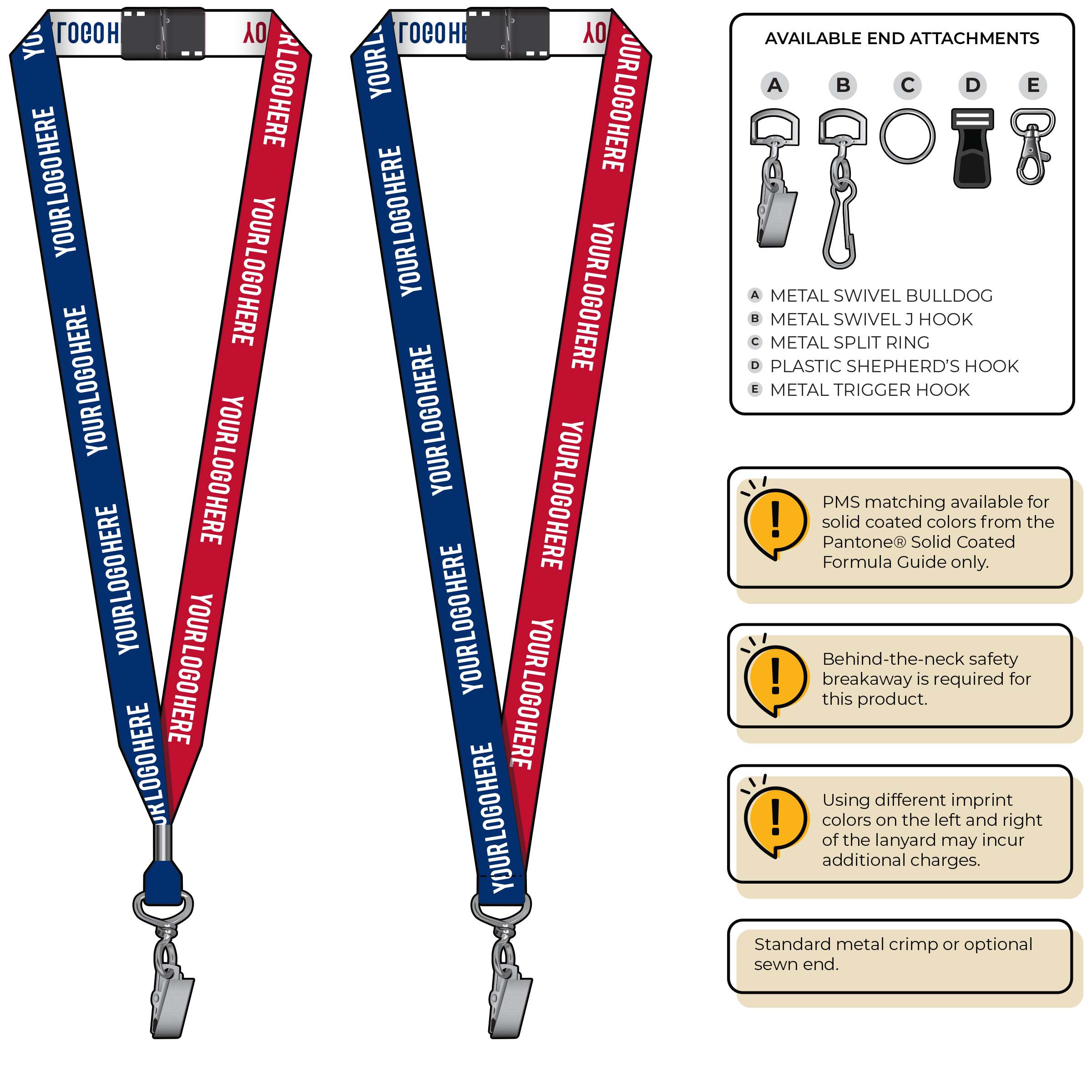 BH0045 | 3/4" Two Tone Woven Lanyards :: STANDARD END ATTACHMENTS
