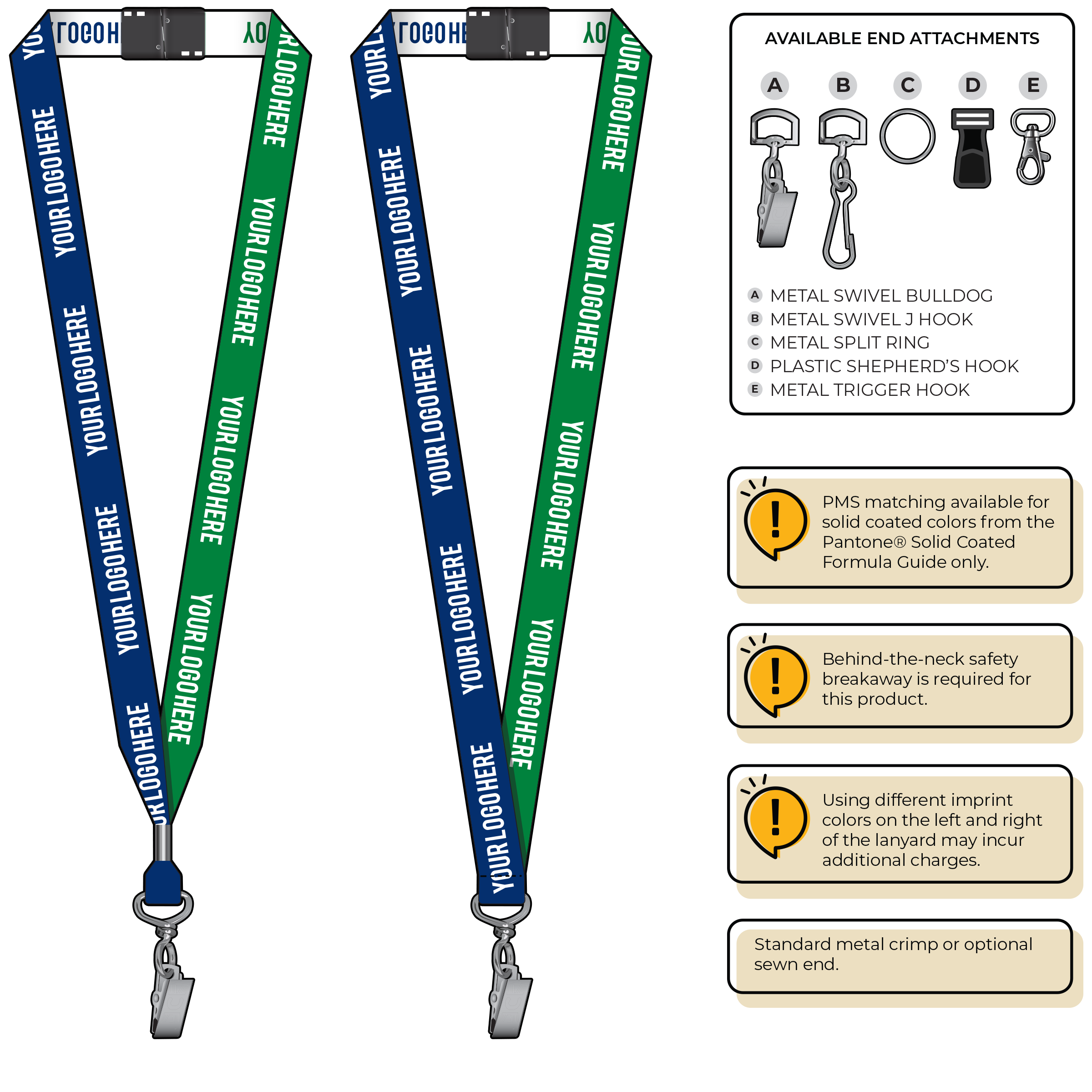 BH0045 | 3/4" Two Tone Woven Lanyards :: STANDARD END ATTACHMENTS