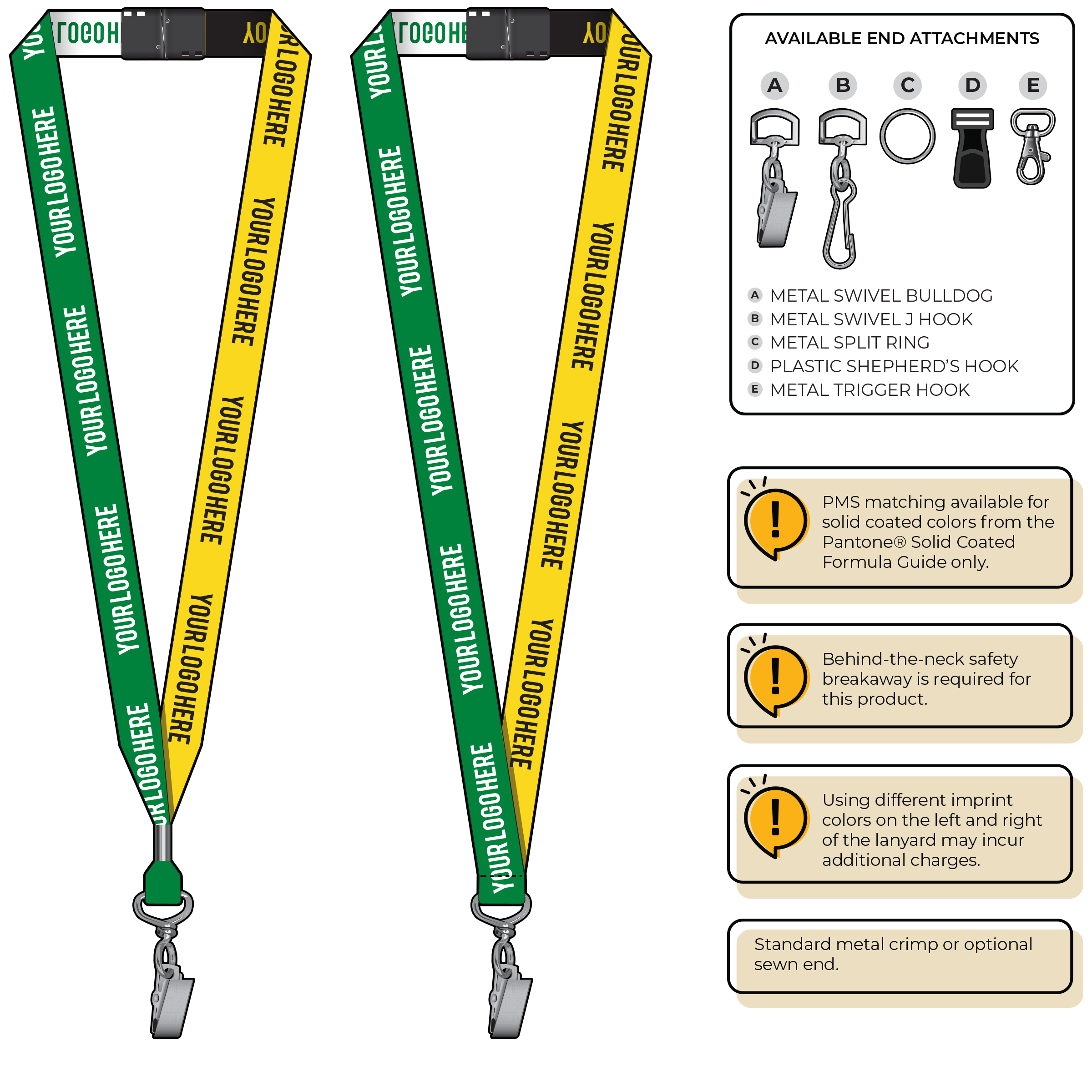 BH0045 | 3/4" Two Tone Woven Lanyards :: STANDARD END ATTACHMENTS