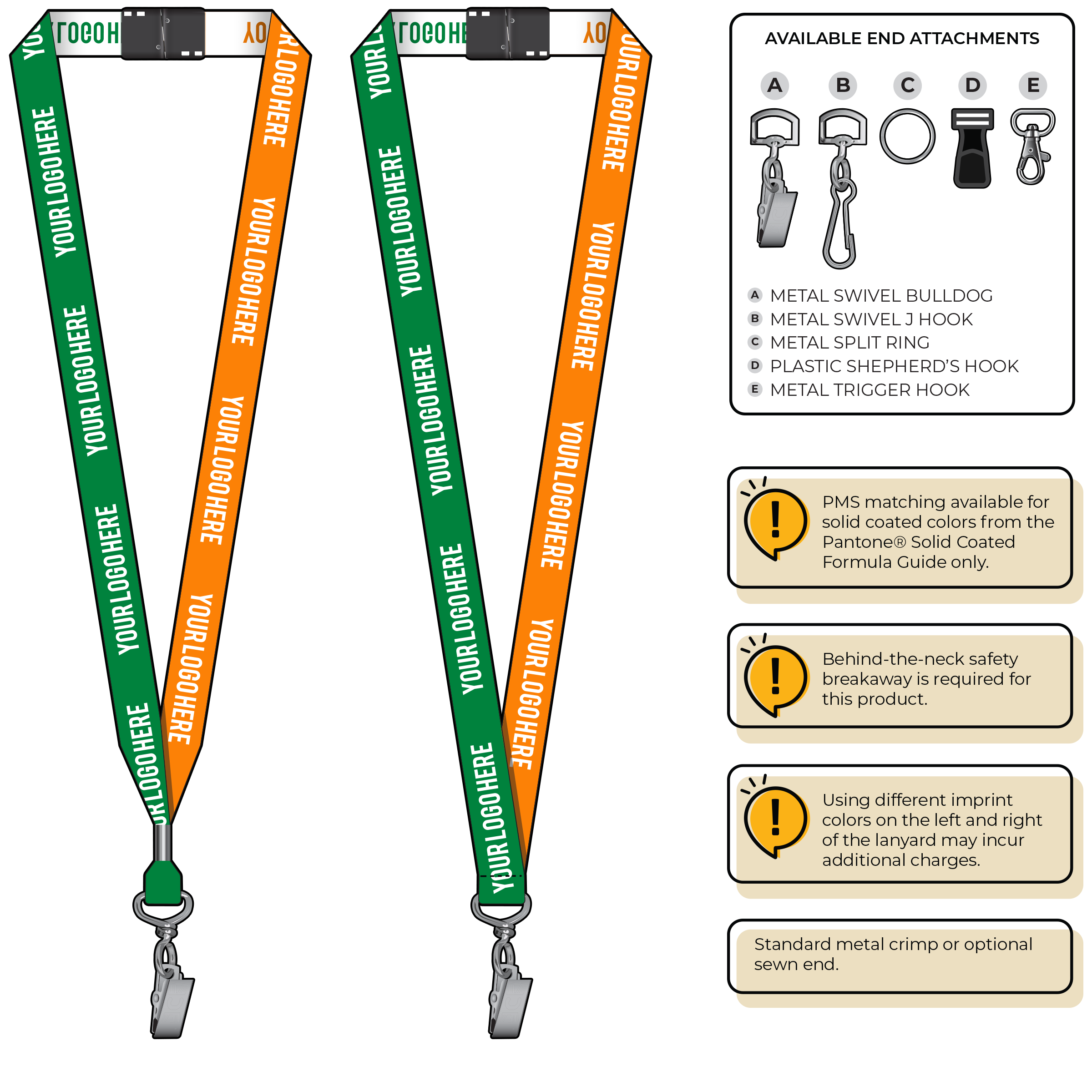 BH0045 | 3/4" Two Tone Woven Lanyards :: STANDARD END ATTACHMENTS