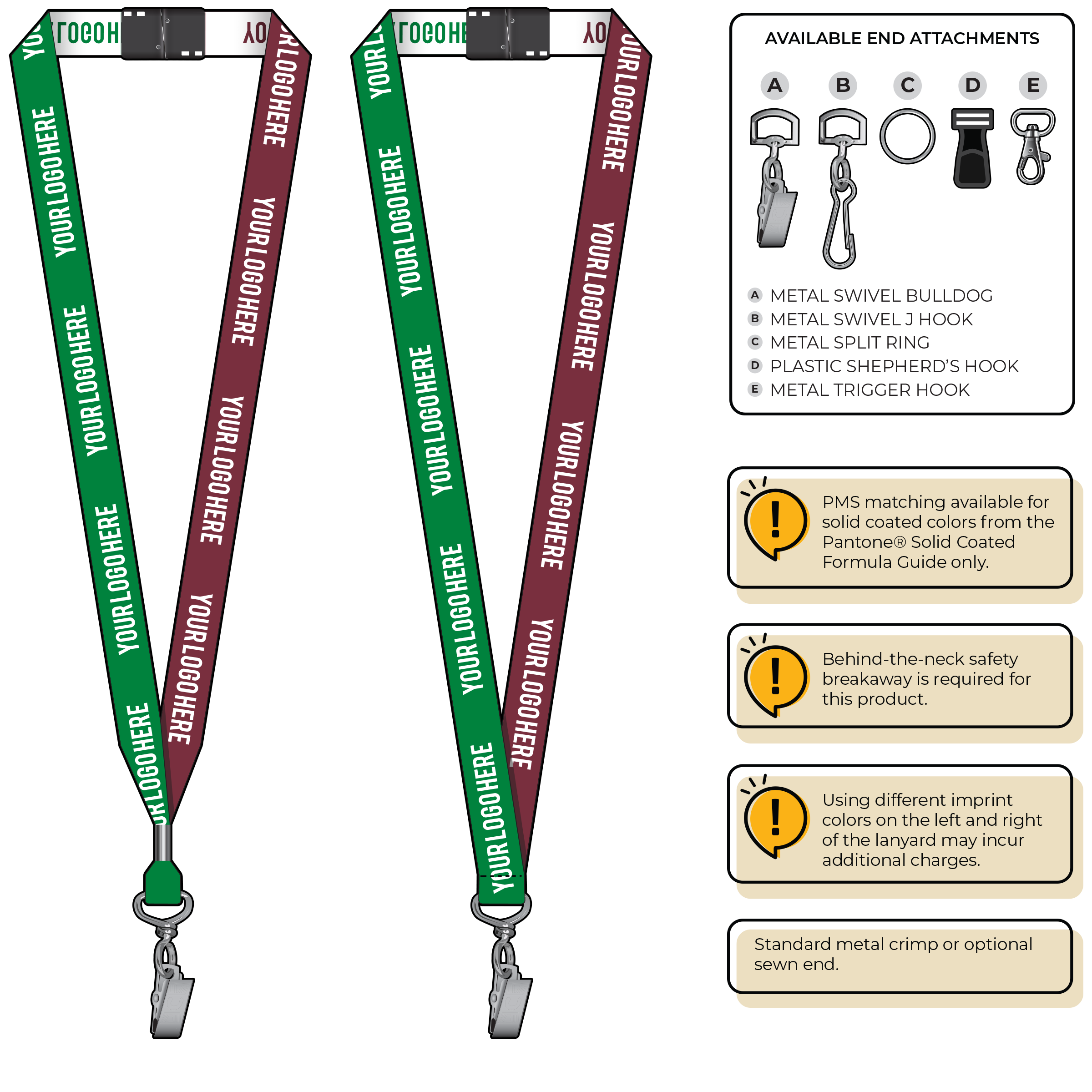 BH0045 | 3/4" Two Tone Woven Lanyards :: STANDARD END ATTACHMENTS