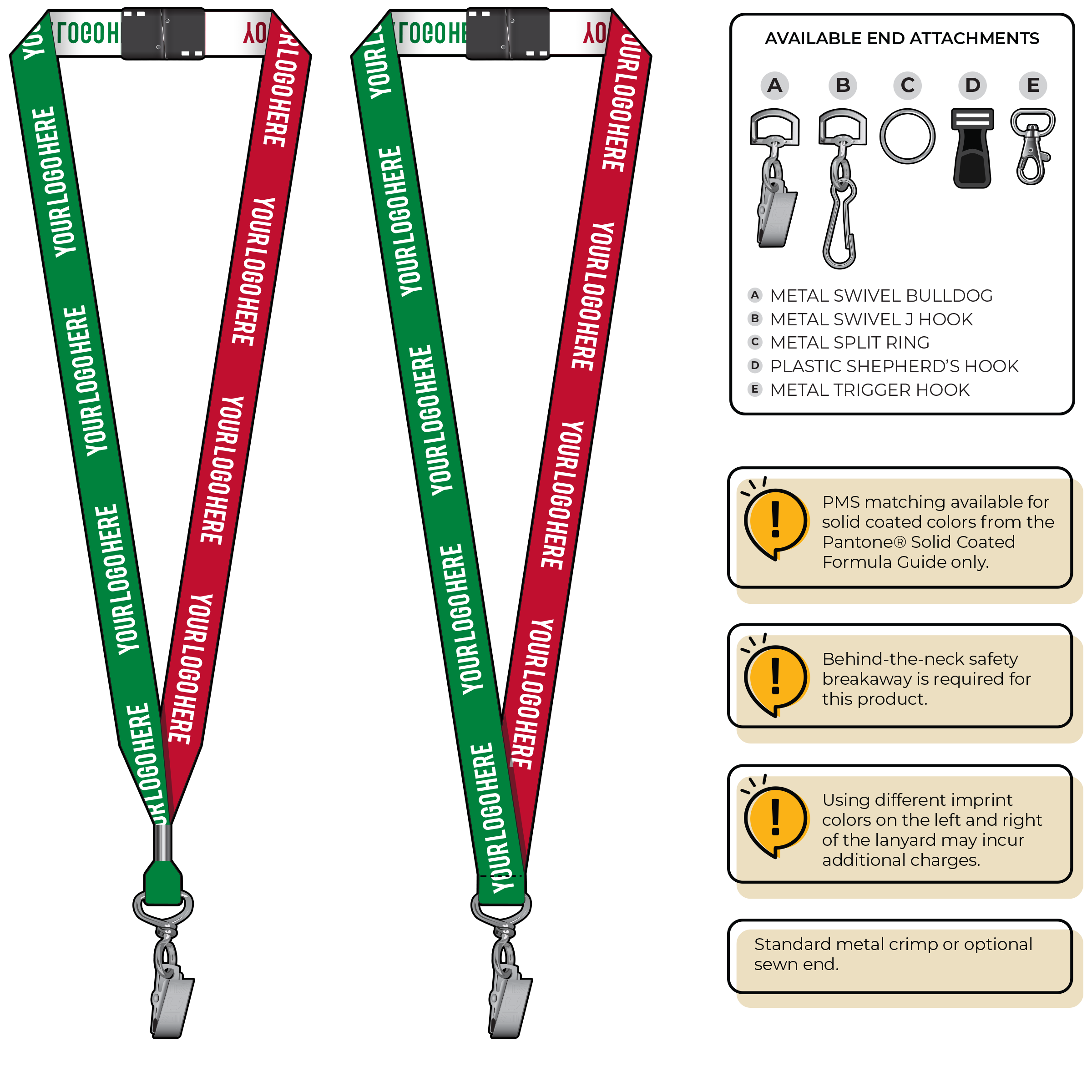 BH0045 | 3/4" Two Tone Woven Lanyards :: STANDARD END ATTACHMENTS