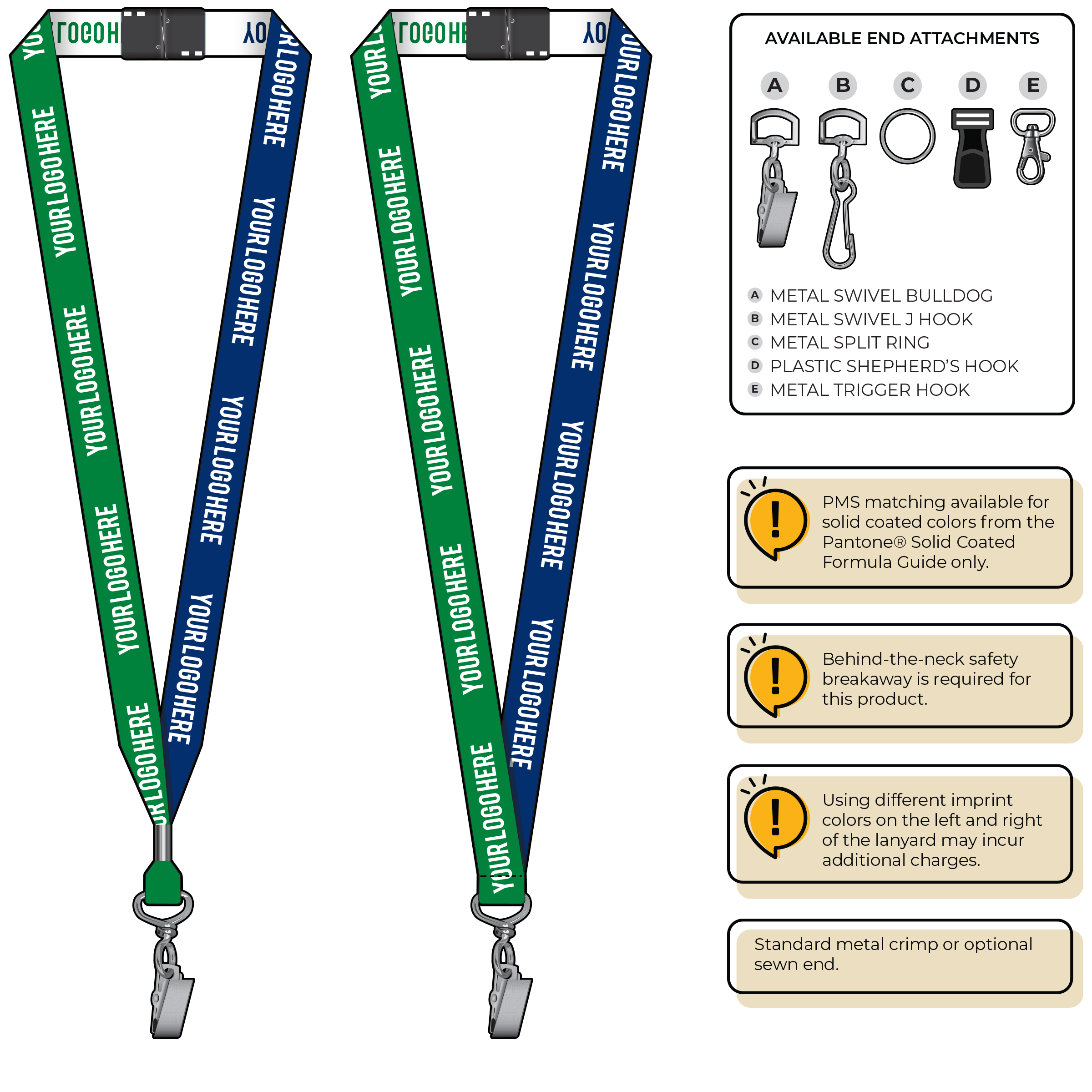 BH0045 | 3/4" Two Tone Woven Lanyards :: STANDARD END ATTACHMENTS