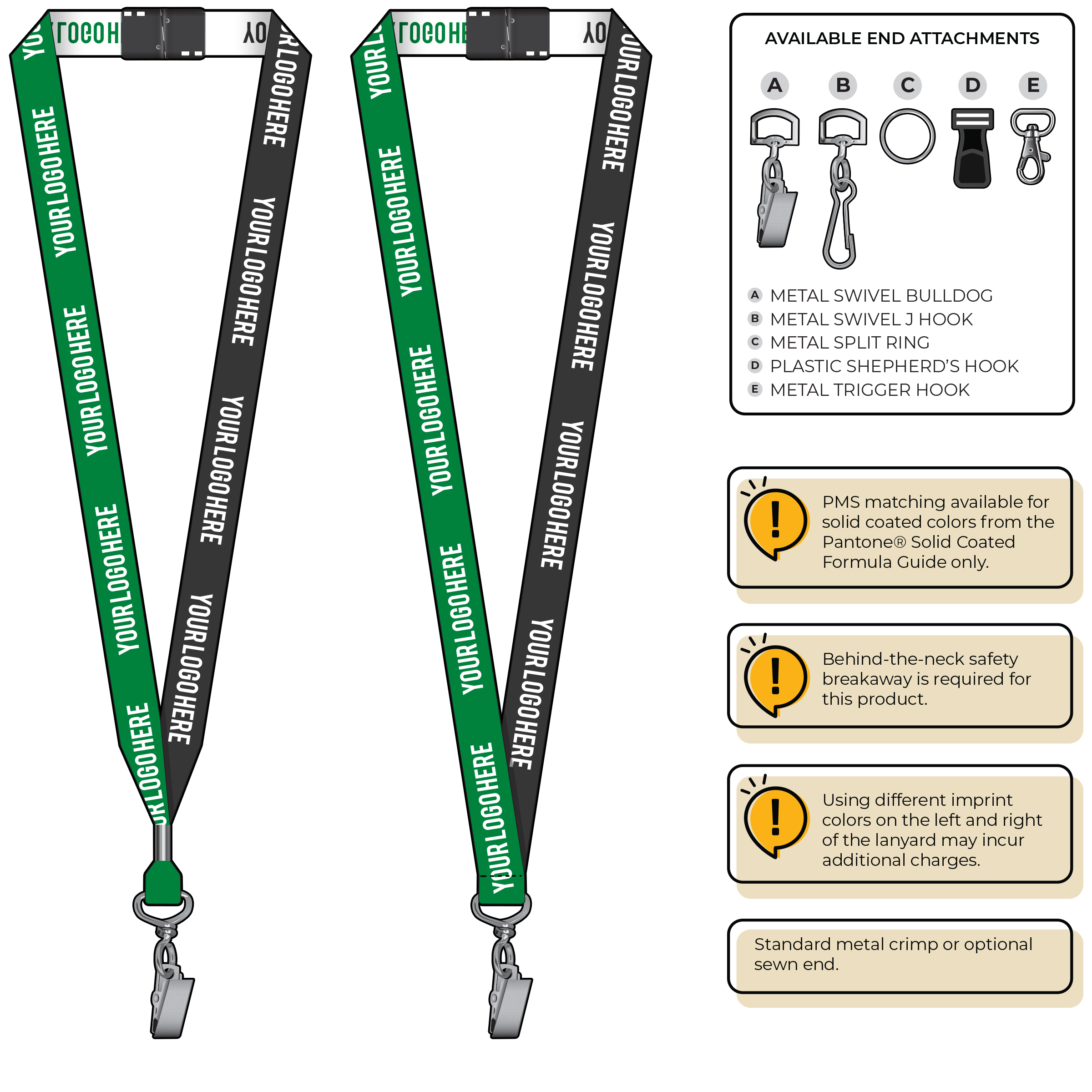 BH0045 | 3/4" Two Tone Woven Lanyards :: STANDARD END ATTACHMENTS