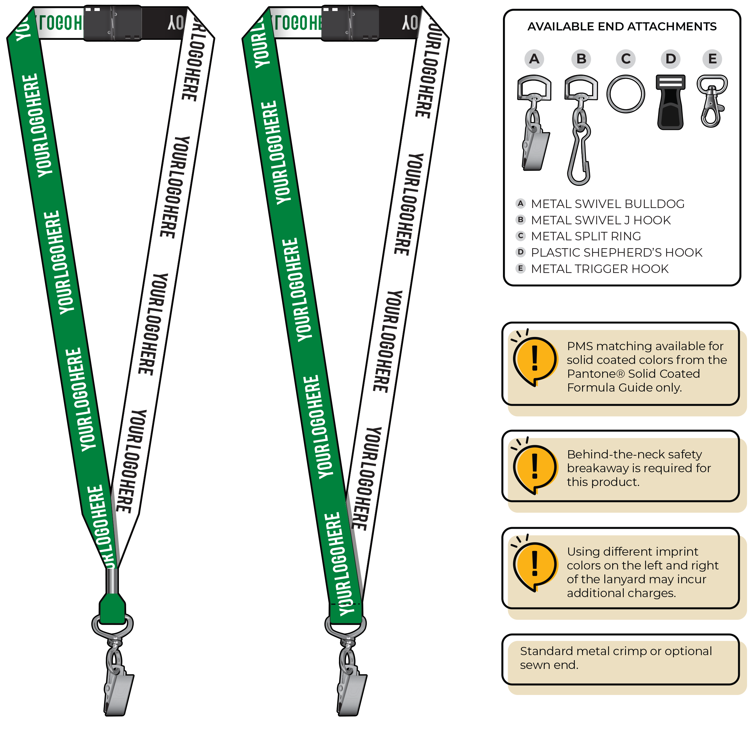 BH0045 | 3/4" Two Tone Woven Lanyards :: STANDARD END ATTACHMENTS
