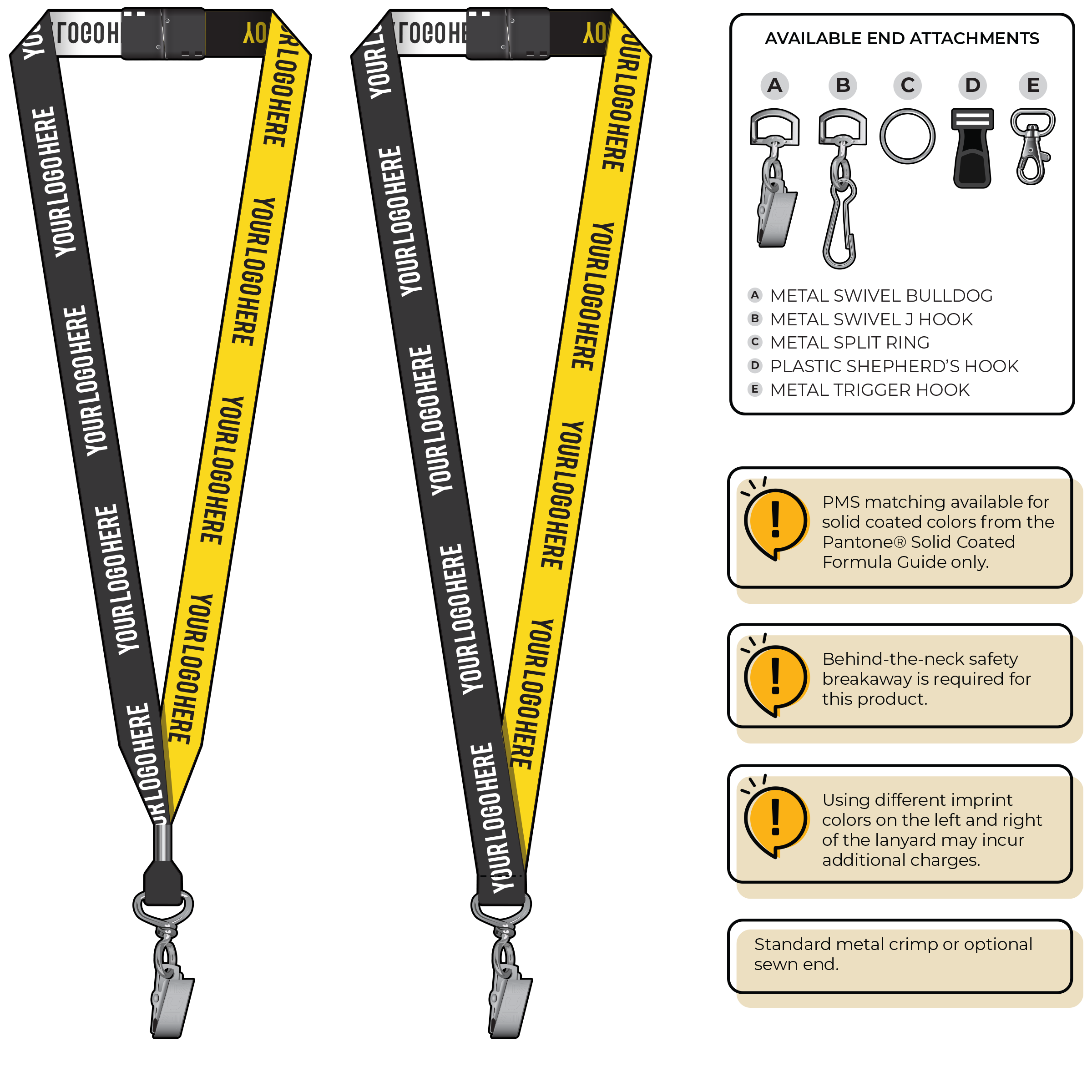 BH0045 | 3/4" Two Tone Woven Lanyards :: STANDARD END ATTACHMENTS