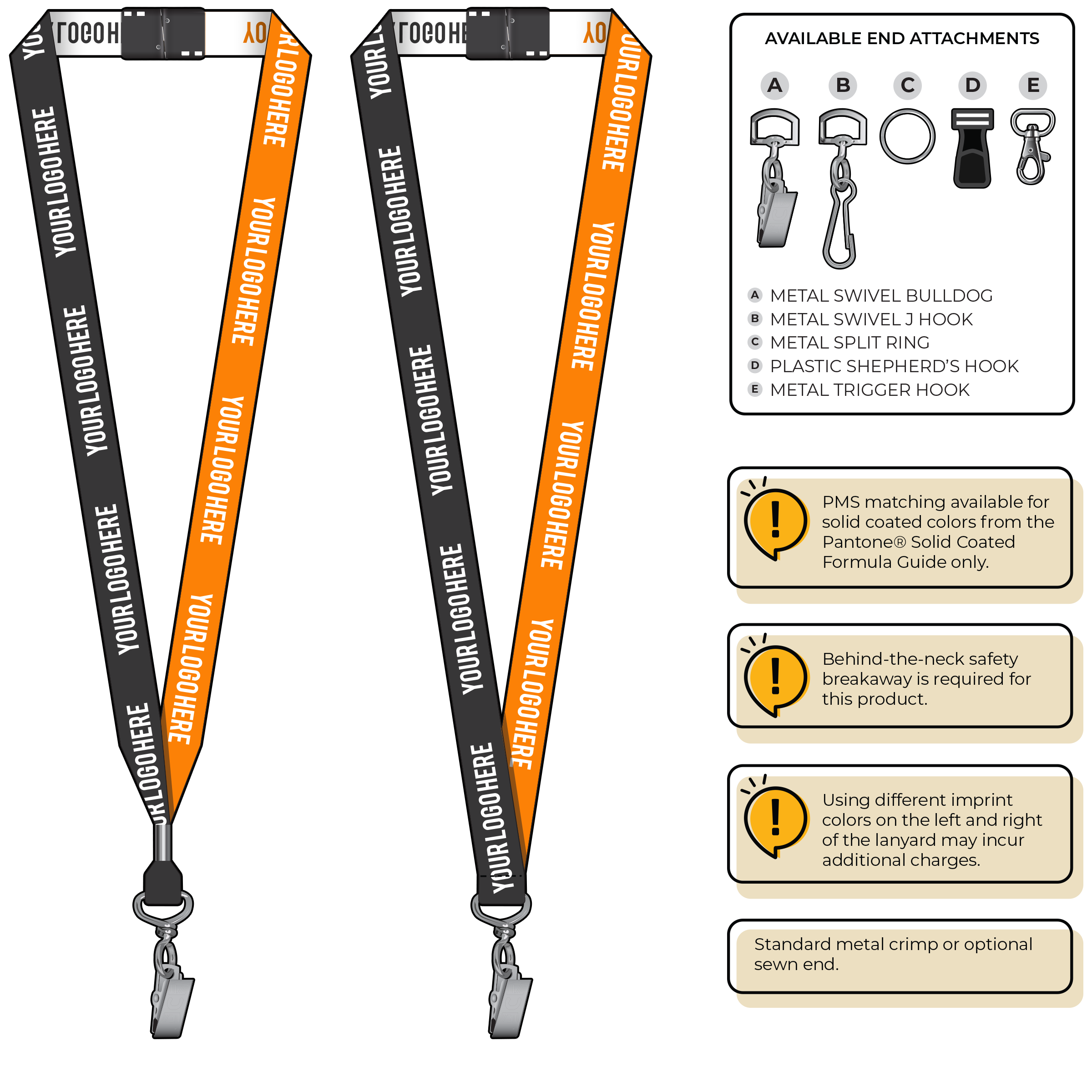 BH0045 | 3/4" Two Tone Woven Lanyards :: STANDARD END ATTACHMENTS