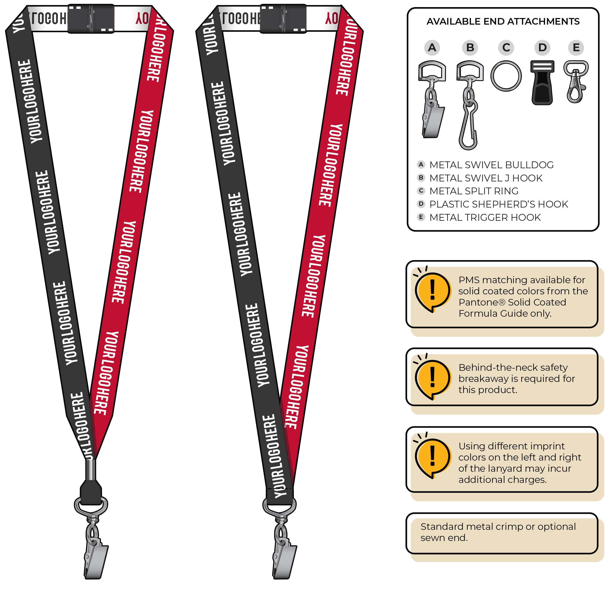 BH0045 | 3/4" Two Tone Woven Lanyards :: STANDARD END ATTACHMENTS