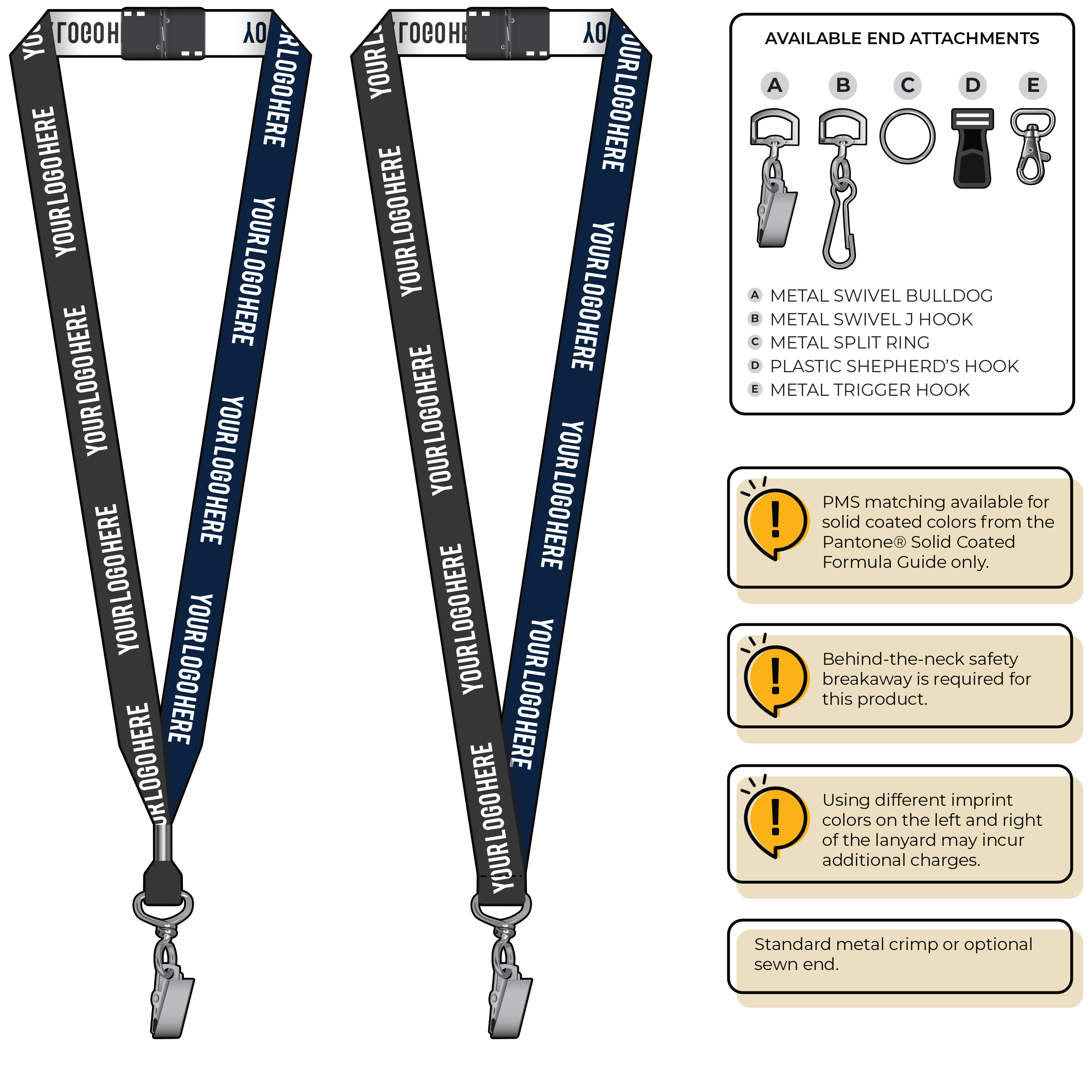 BH0045 | 3/4" Two Tone Woven Lanyards :: STANDARD END ATTACHMENTS