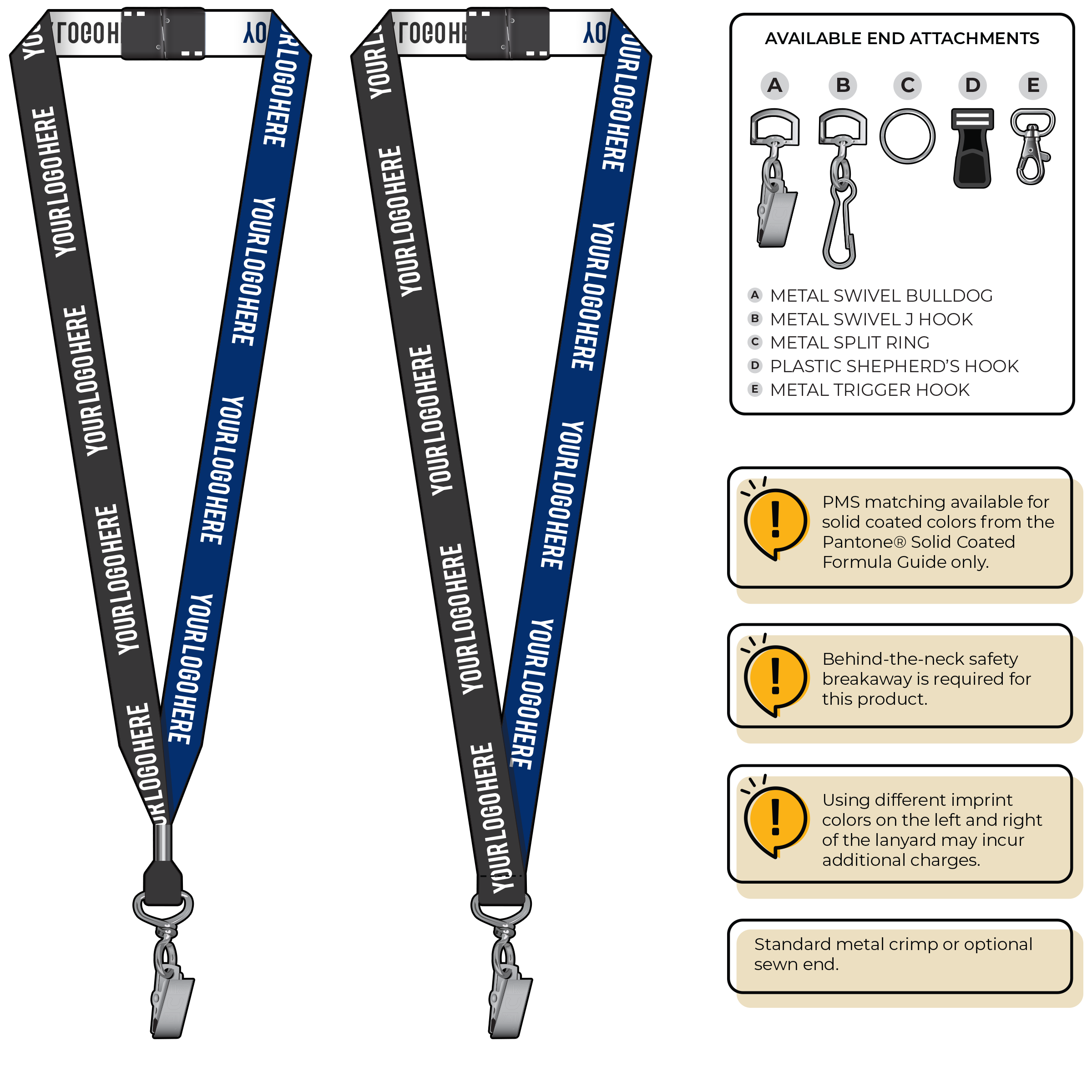 BH0045 | 3/4" Two Tone Woven Lanyards :: STANDARD END ATTACHMENTS