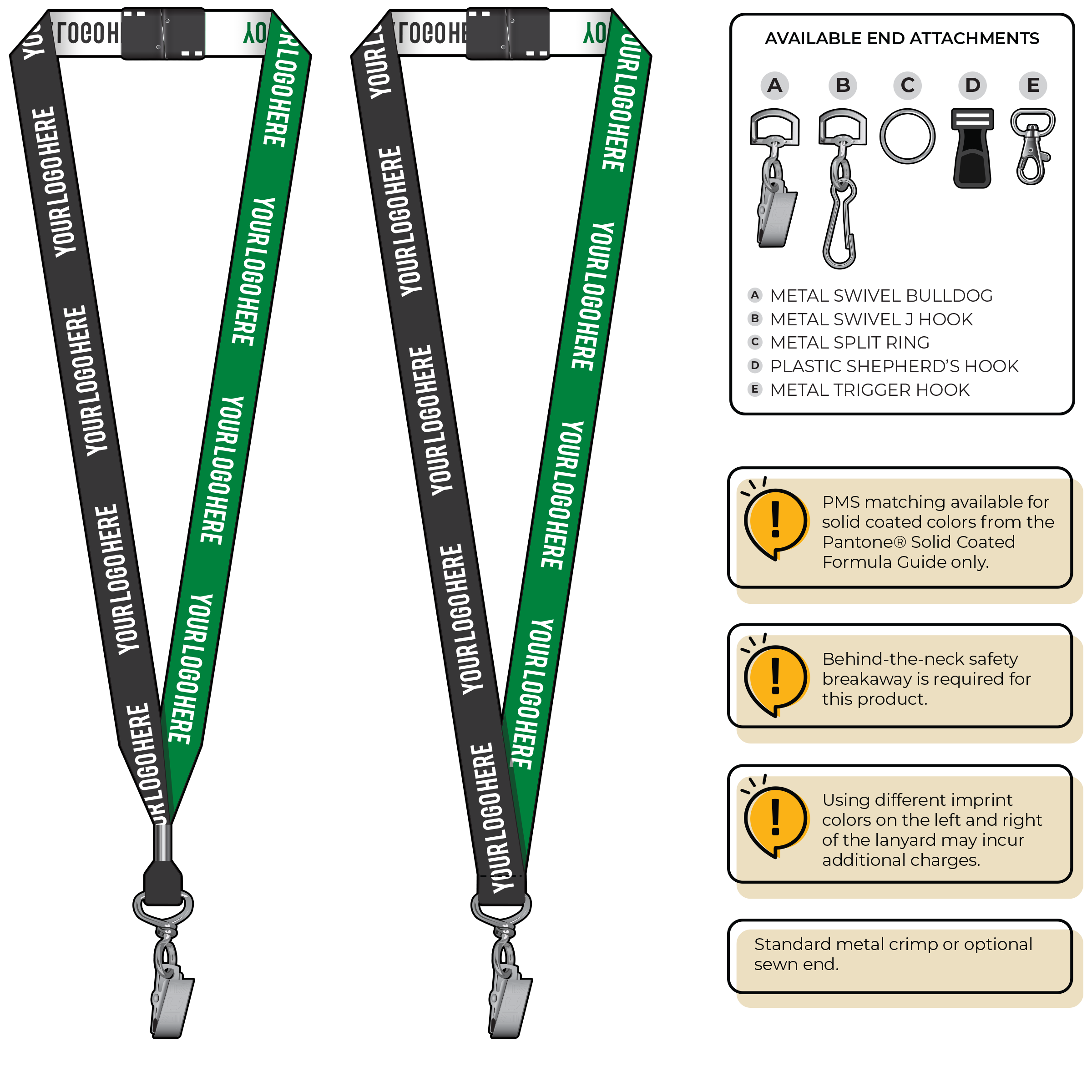 BH0045 | 3/4" Two Tone Woven Lanyards :: STANDARD END ATTACHMENTS