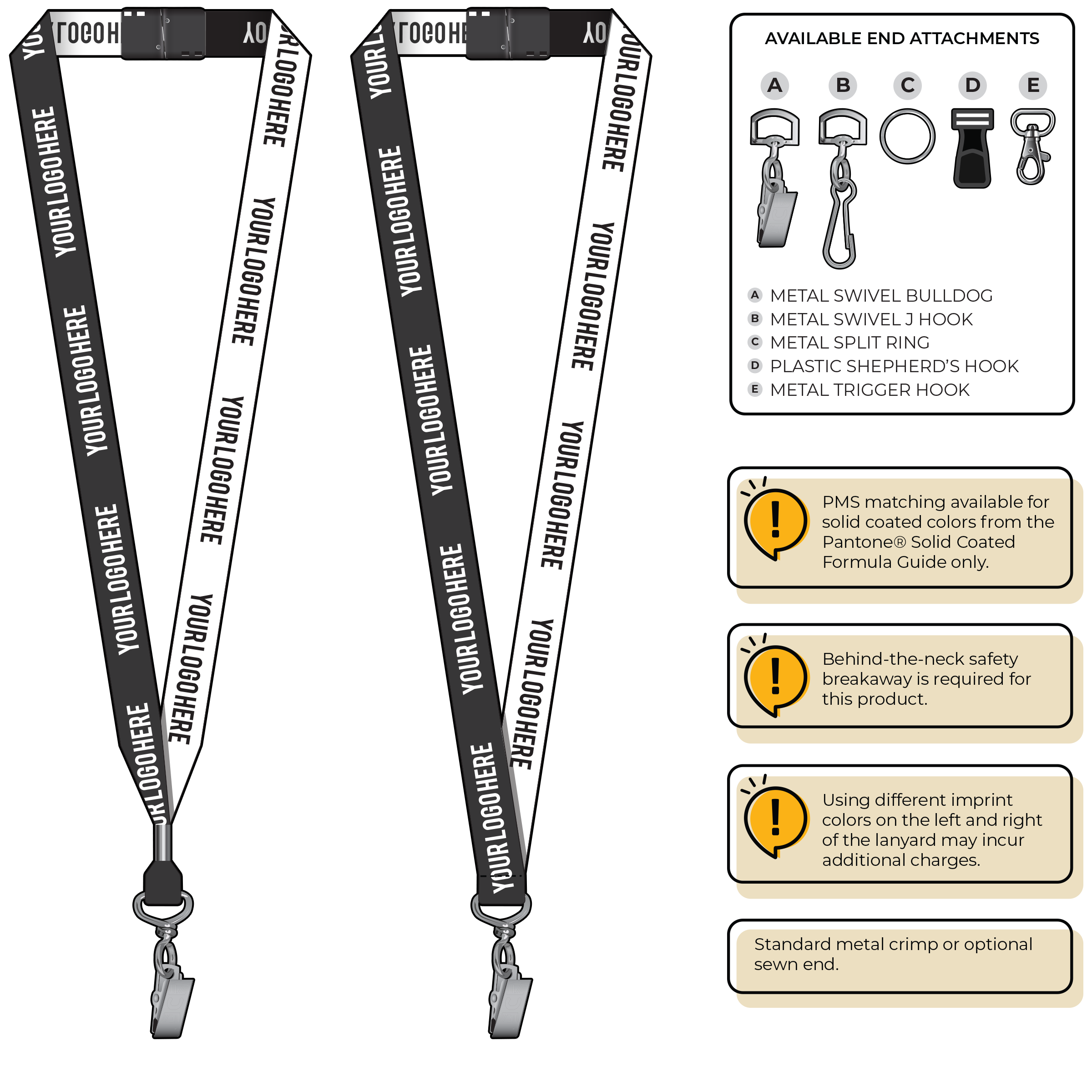 BH0045 | 3/4" Two Tone Woven Lanyards :: STANDARD END ATTACHMENTS