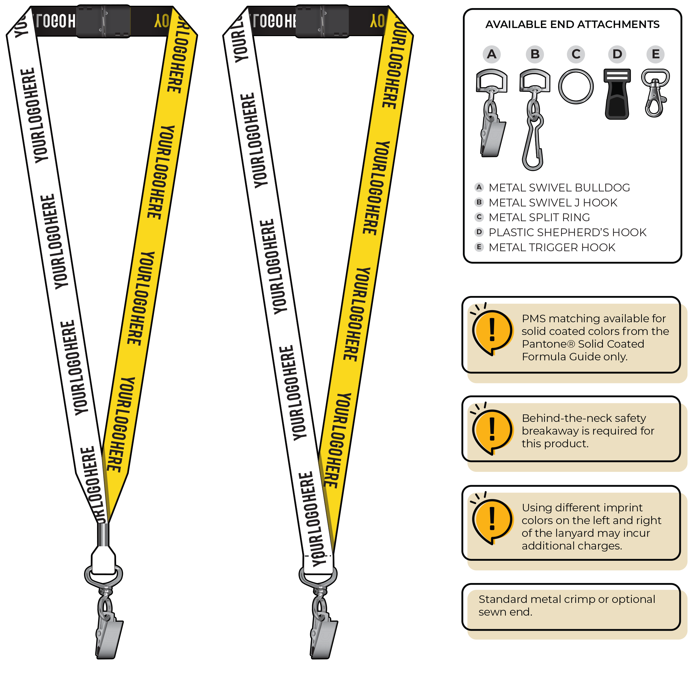 BH0045 | 3/4" Two Tone Woven Lanyards :: STANDARD END ATTACHMENTS