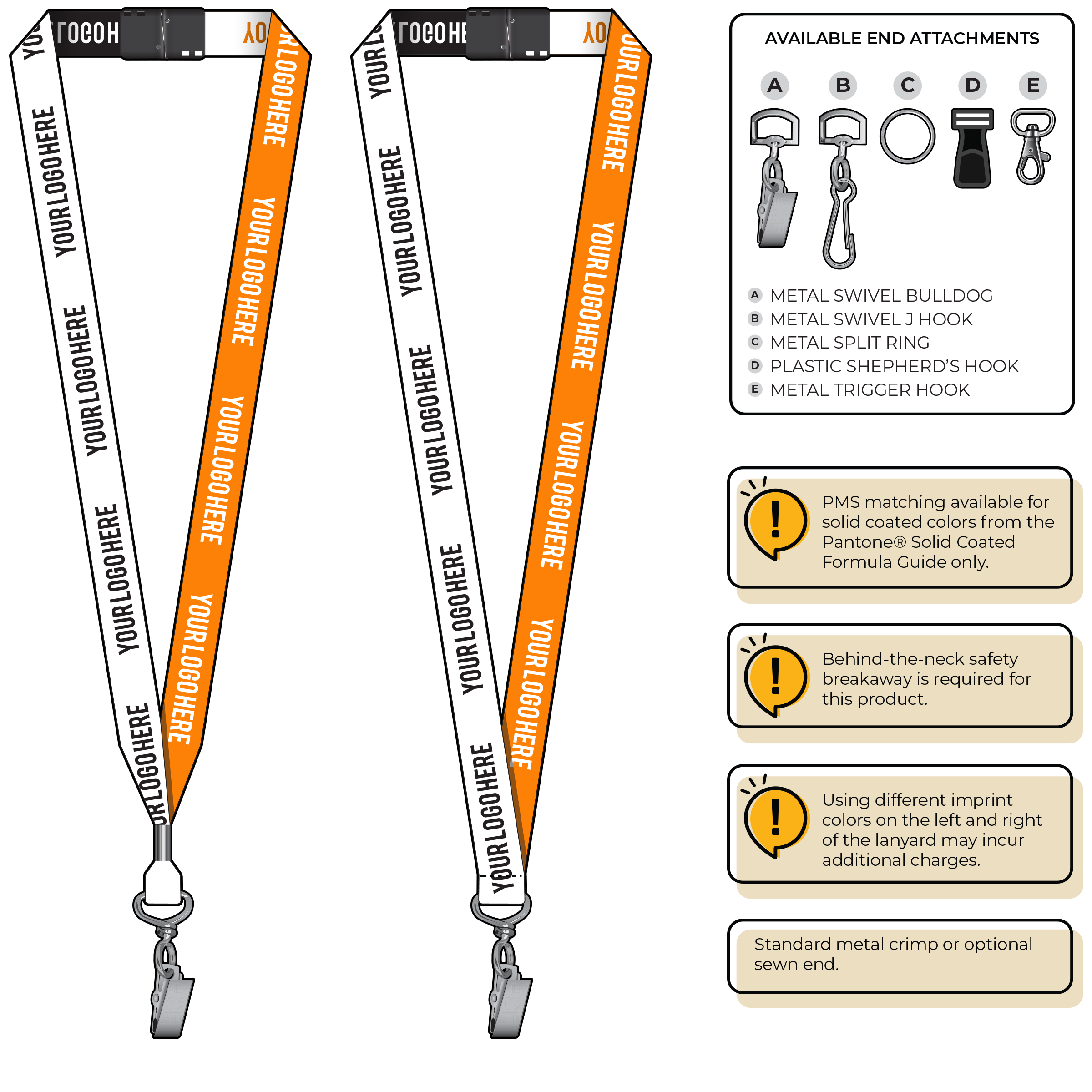 BH0045 | 3/4" Two Tone Woven Lanyards :: STANDARD END ATTACHMENTS