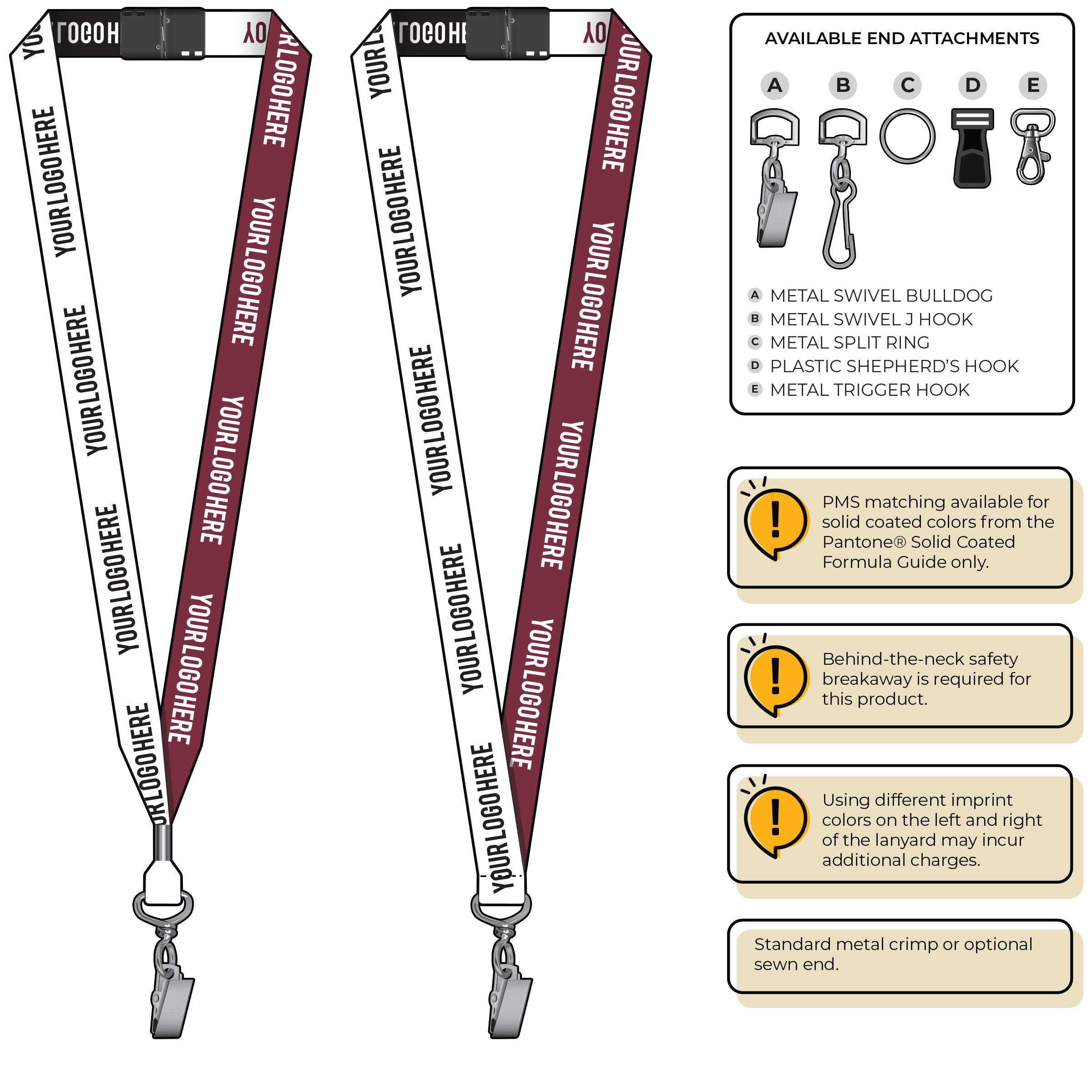 BH0045 | 3/4" Two Tone Woven Lanyards :: STANDARD END ATTACHMENTS