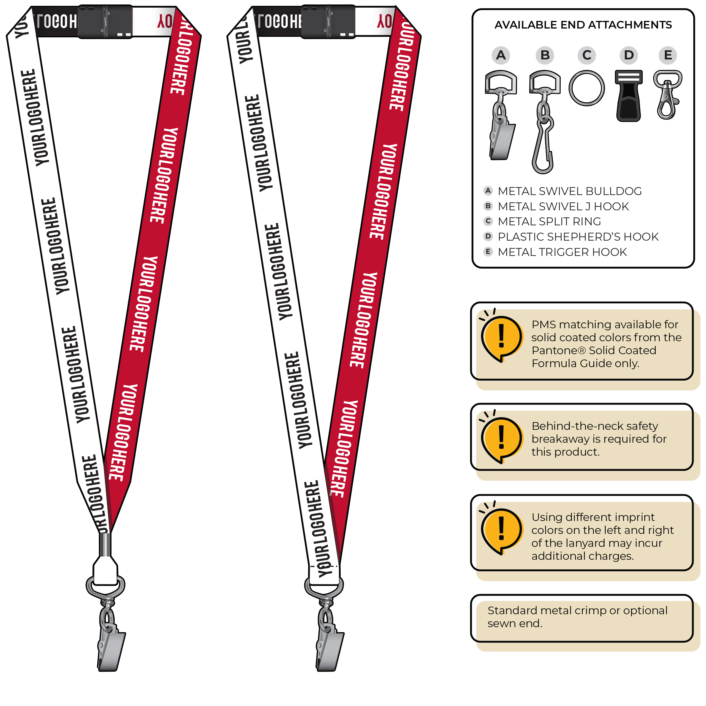 BH0045 | 3/4" Two Tone Woven Lanyards :: STANDARD END ATTACHMENTS