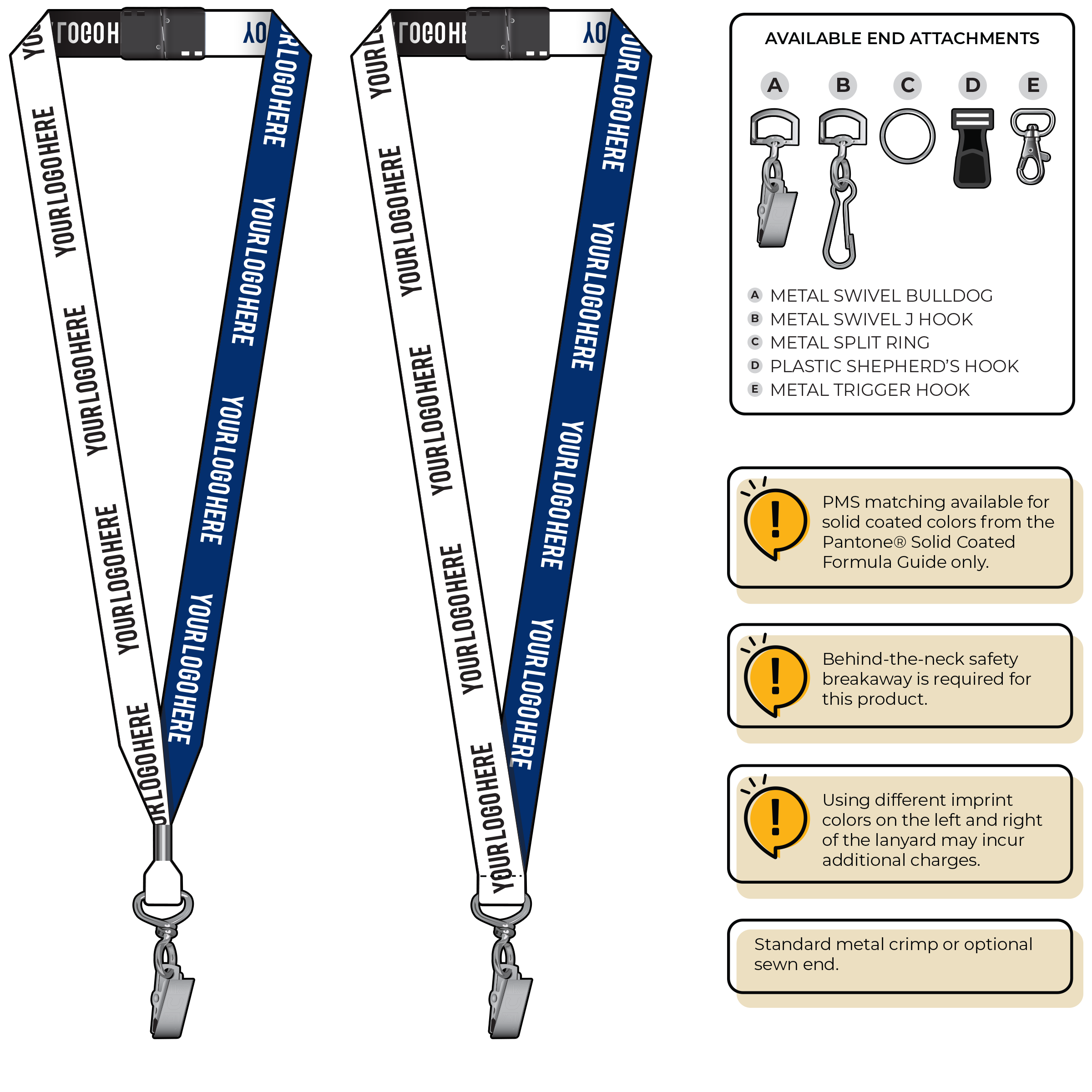 BH0045 | 3/4" Two Tone Woven Lanyards :: STANDARD END ATTACHMENTS