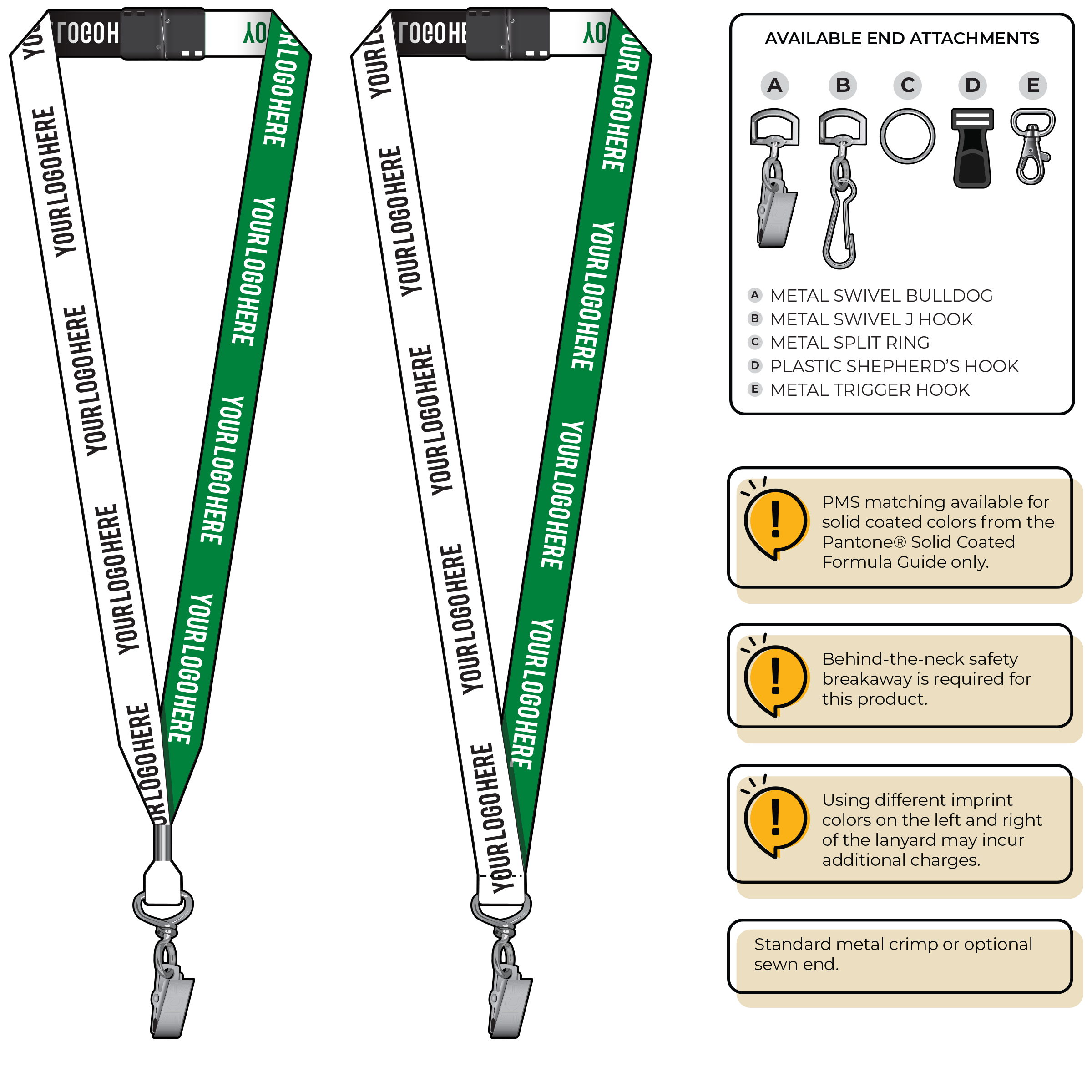 BH0045 | 3/4" Two Tone Woven Lanyards :: STANDARD END ATTACHMENTS