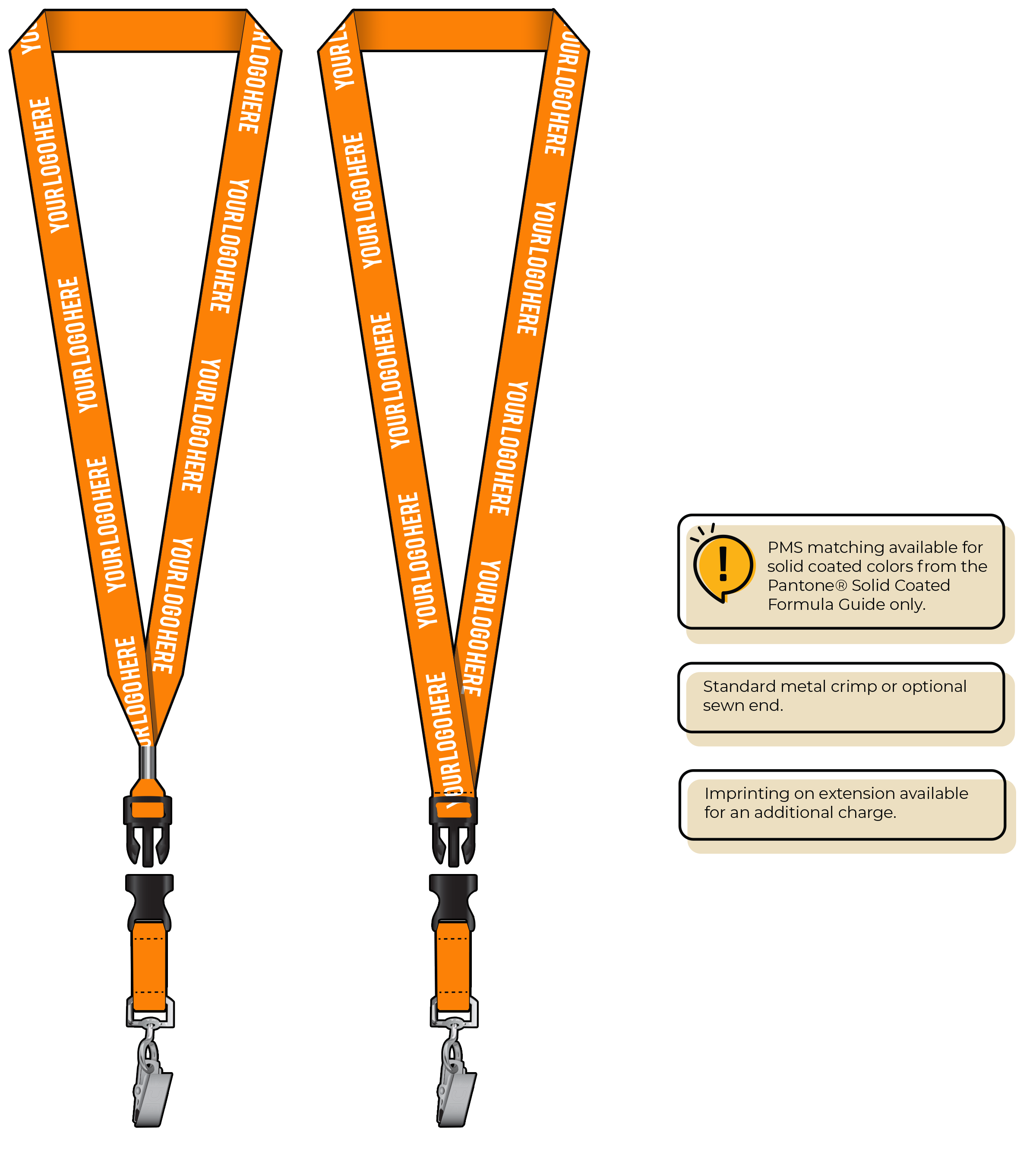 BH0013 | 3/4" MicroWeave Silkscreen Lanyards :: DETACH BUCKLE WITH EXTENSION