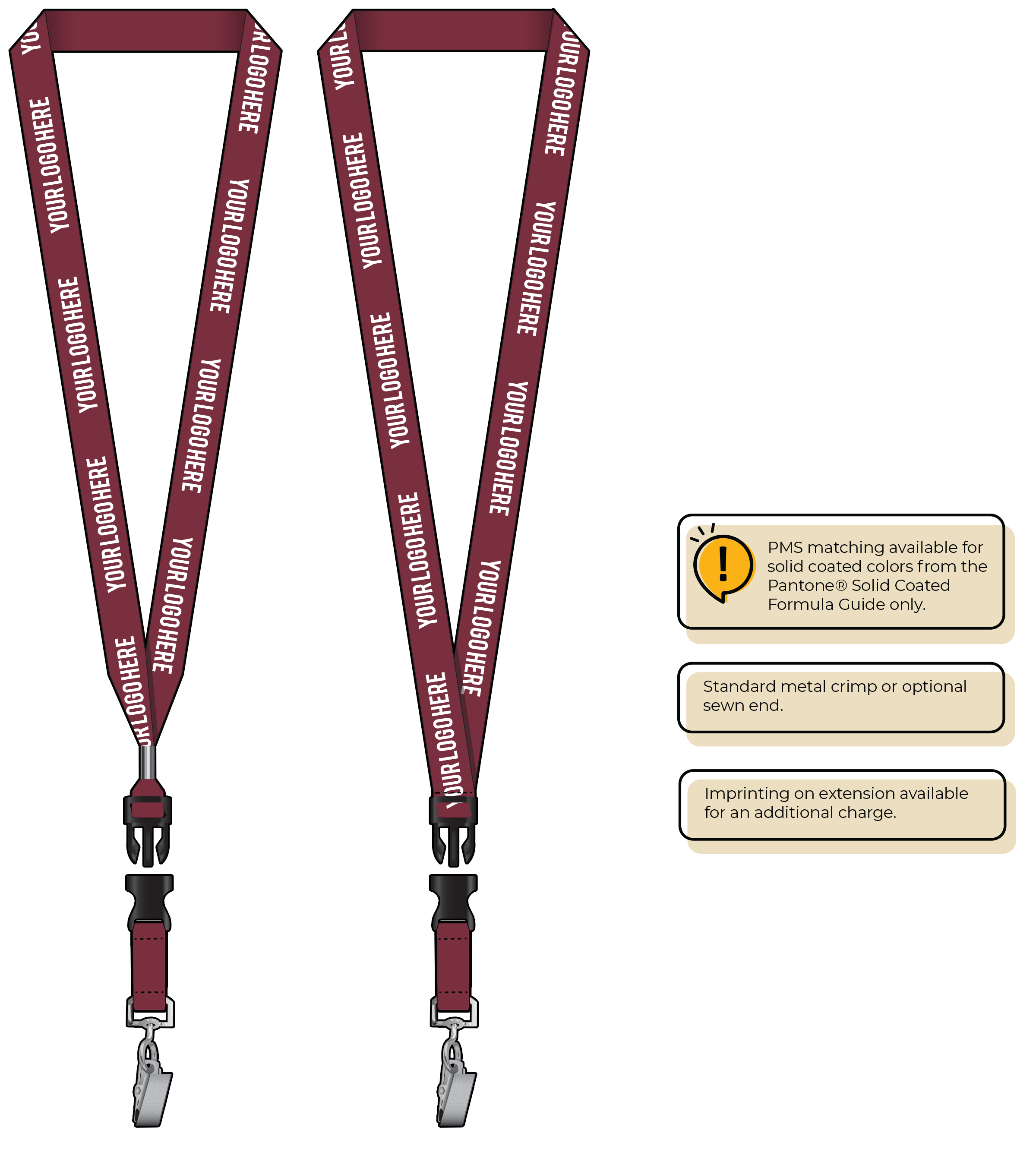 BH0013 | 3/4" MicroWeave Silkscreen Lanyards :: DETACH BUCKLE WITH EXTENSION