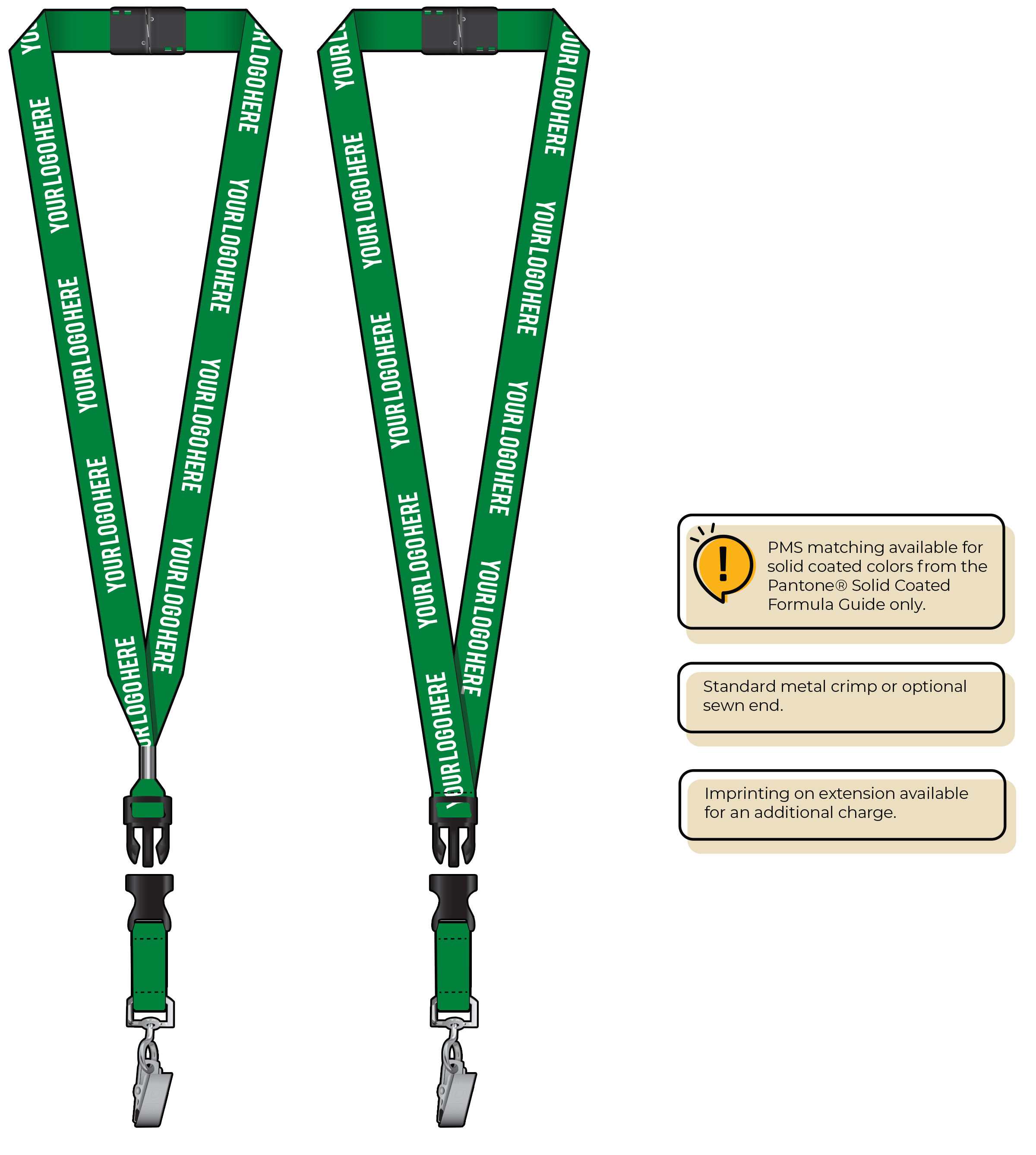 BH0013 | 3/4" MicroWeave Silkscreen Lanyards :: DETACH BUCKLE WITH EXTENSION