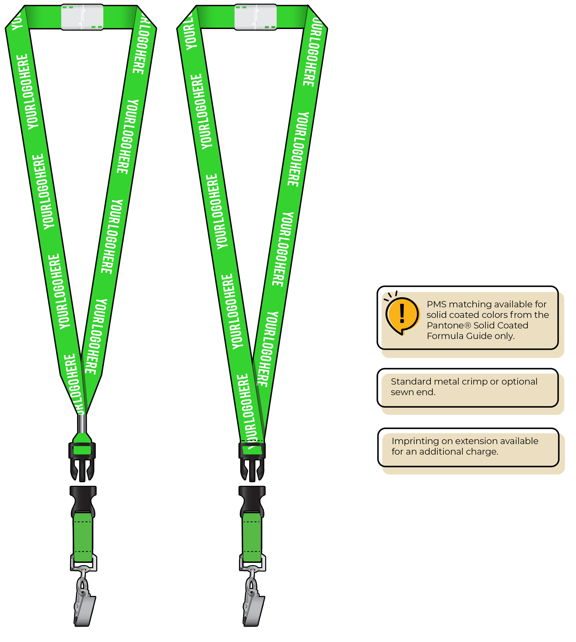 BHN013 | 3/4" Neon MicroWeave Silkscreen Lanyards :: DETACH BUCKLE WITH EXTENSION