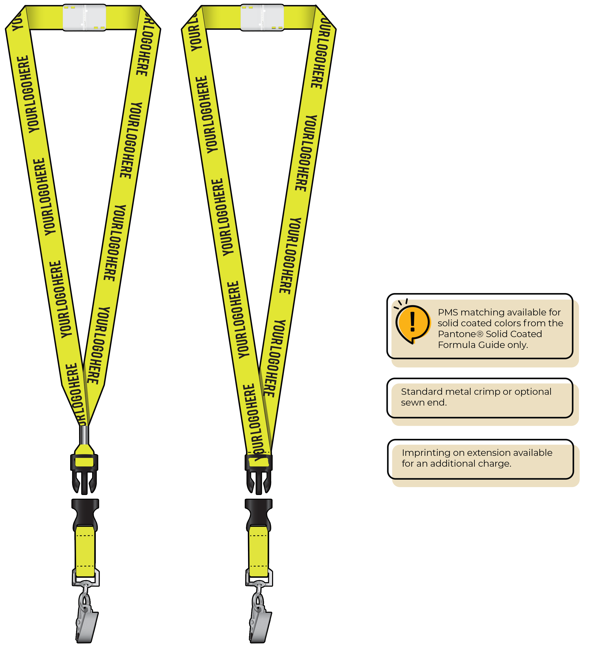 BHN013 | 3/4" Neon MicroWeave Silkscreen Lanyards :: DETACH BUCKLE WITH EXTENSION