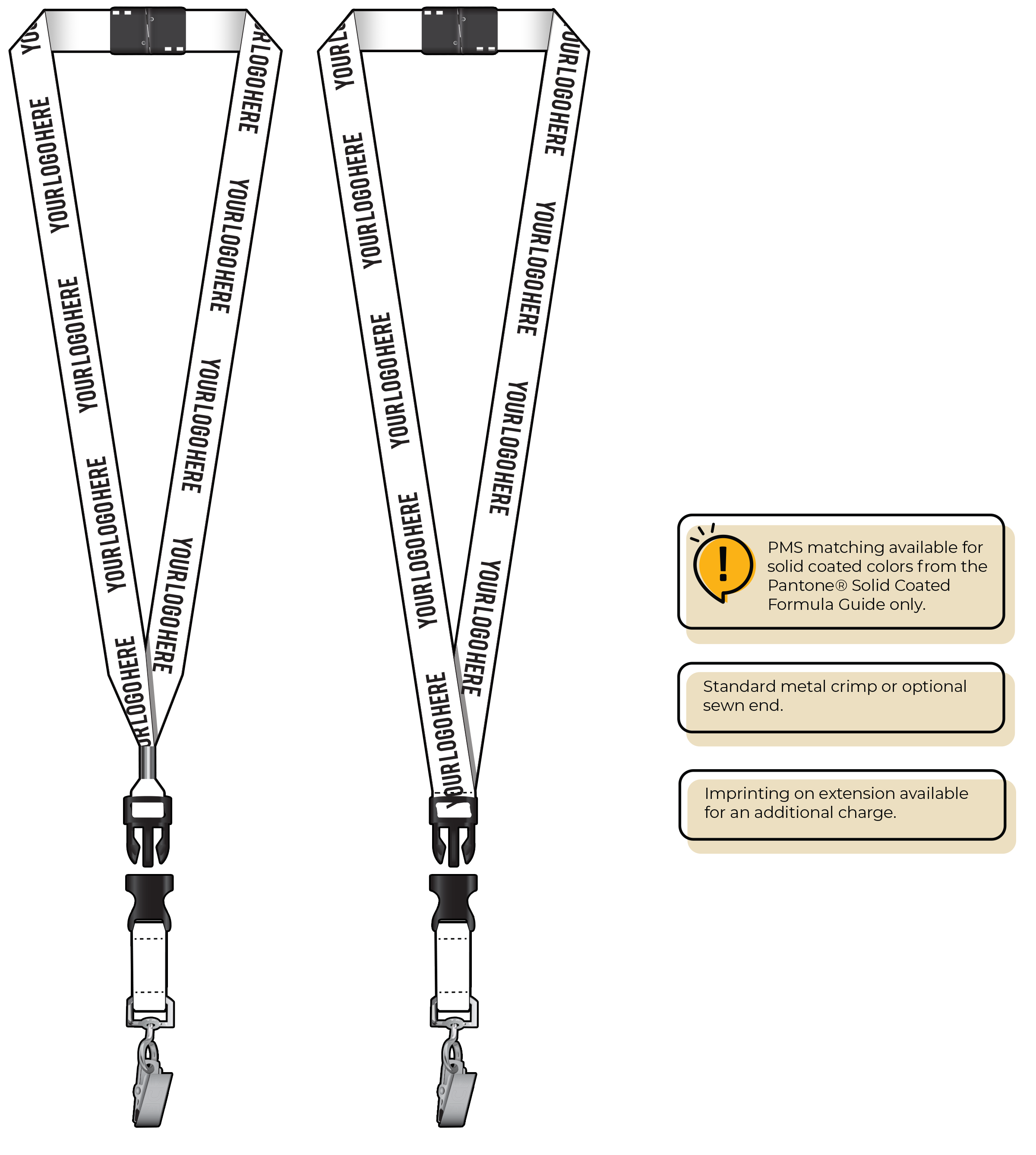 BH0013 | 3/4" MicroWeave Silkscreen Lanyards :: DETACH BUCKLE WITH EXTENSION