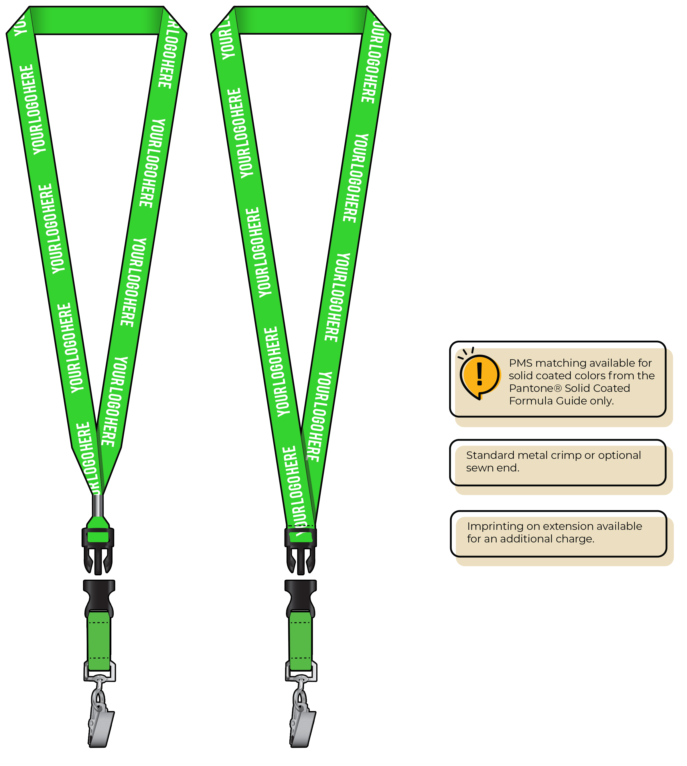 BHN013 | 3/4" Neon MicroWeave Silkscreen Lanyards :: DETACH BUCKLE WITH EXTENSION