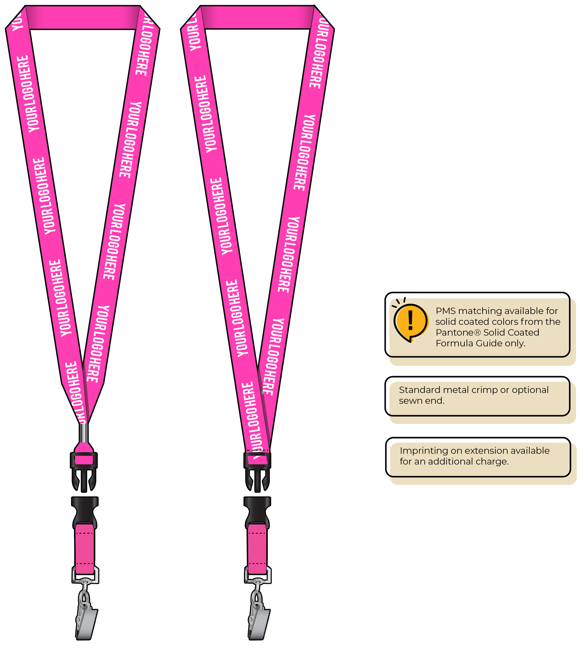 BHN013 | 3/4" Neon MicroWeave Silkscreen Lanyards :: DETACH BUCKLE WITH EXTENSION