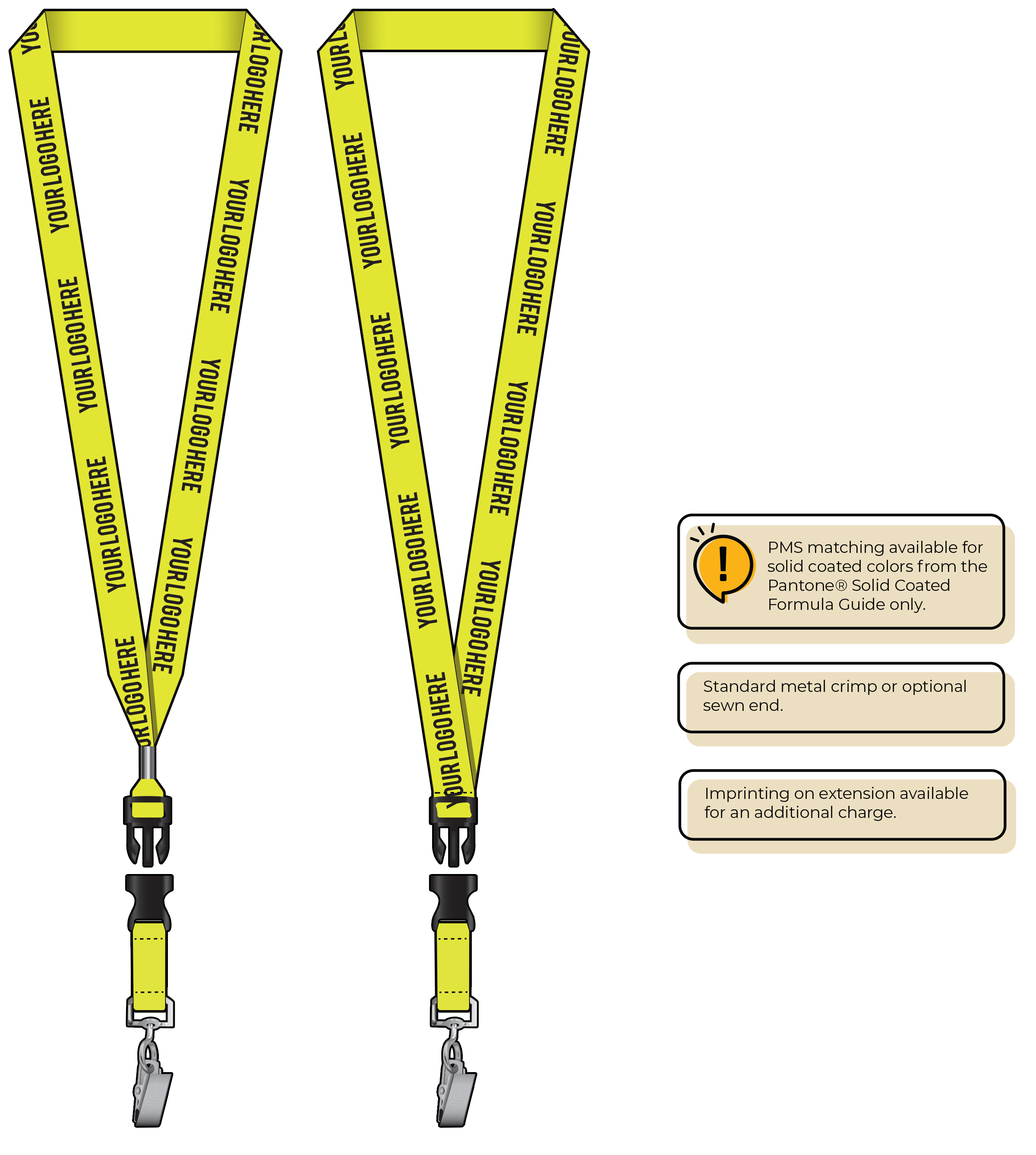 BHN013 | 3/4" Neon MicroWeave Silkscreen Lanyards :: DETACH BUCKLE WITH EXTENSION