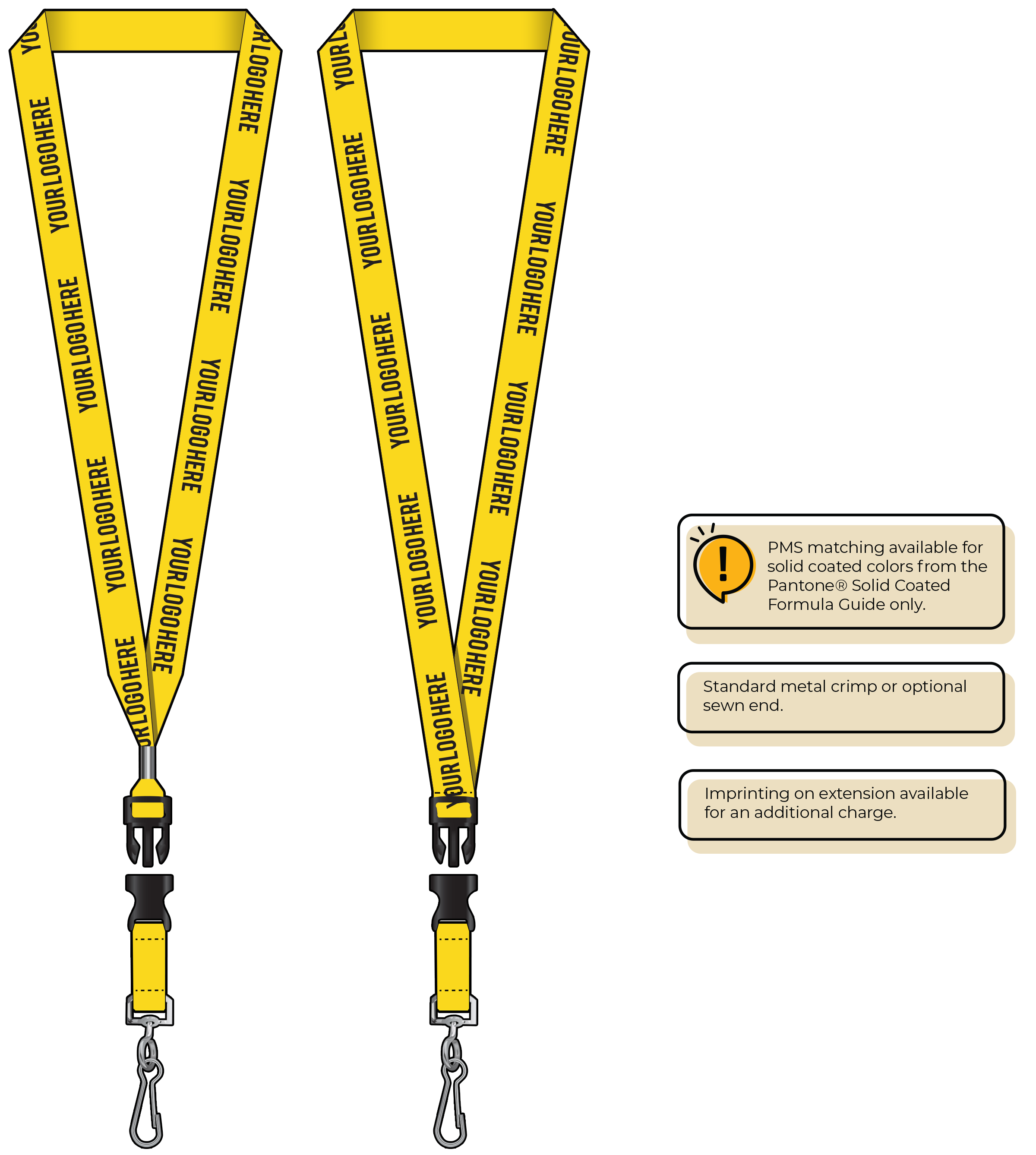 BH0013 | 3/4" MicroWeave Silkscreen Lanyards :: DETACH BUCKLE WITH EXTENSION