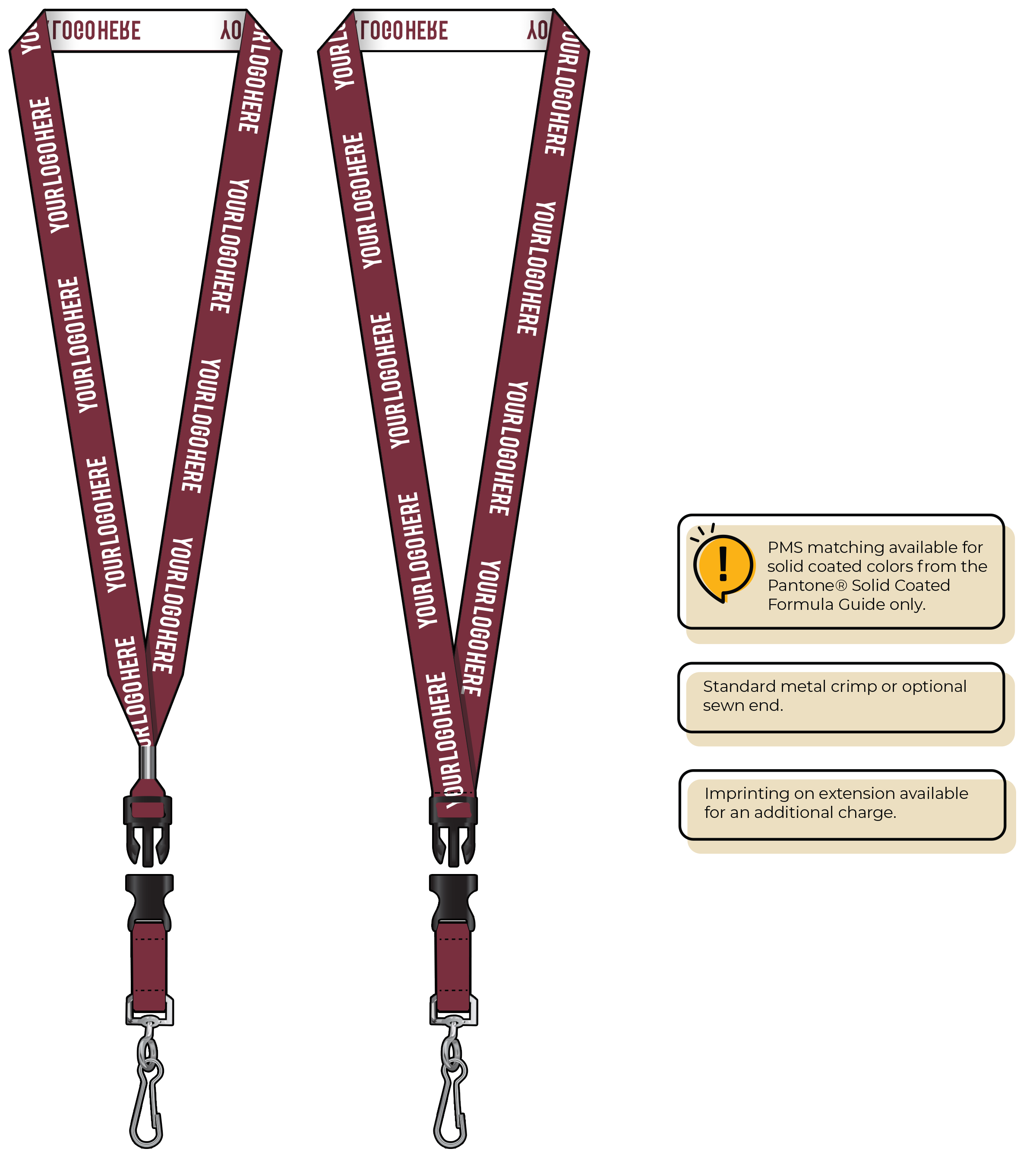 BH0023 | 3/4" Woven Lanyards :: DETACH BUCKLE WITH EXTENSION