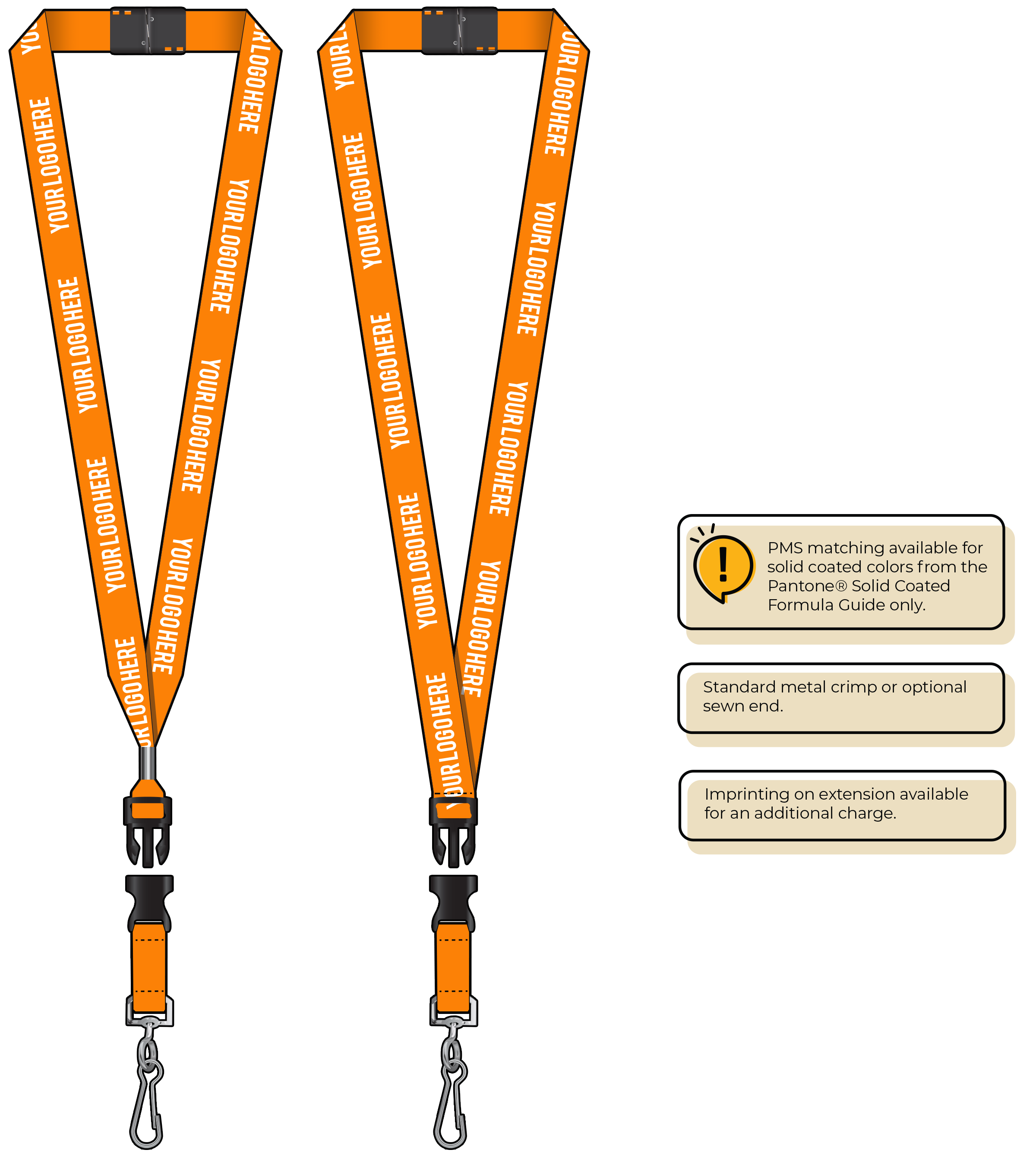 BH0013 | 3/4" MicroWeave Silkscreen Lanyards :: DETACH BUCKLE WITH EXTENSION