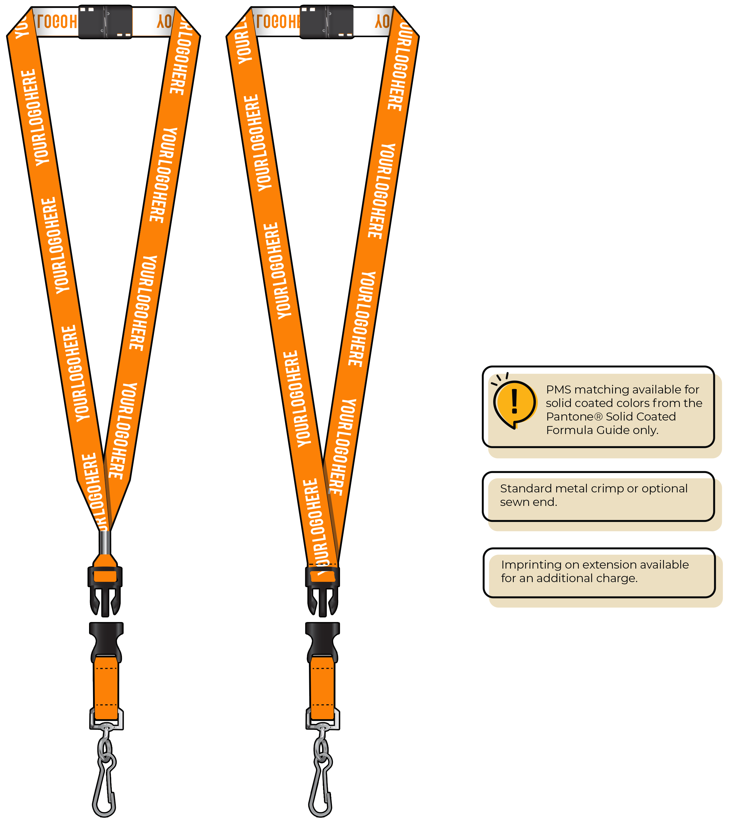 BH0023 | 3/4" Woven Lanyards :: DETACH BUCKLE WITH EXTENSION
