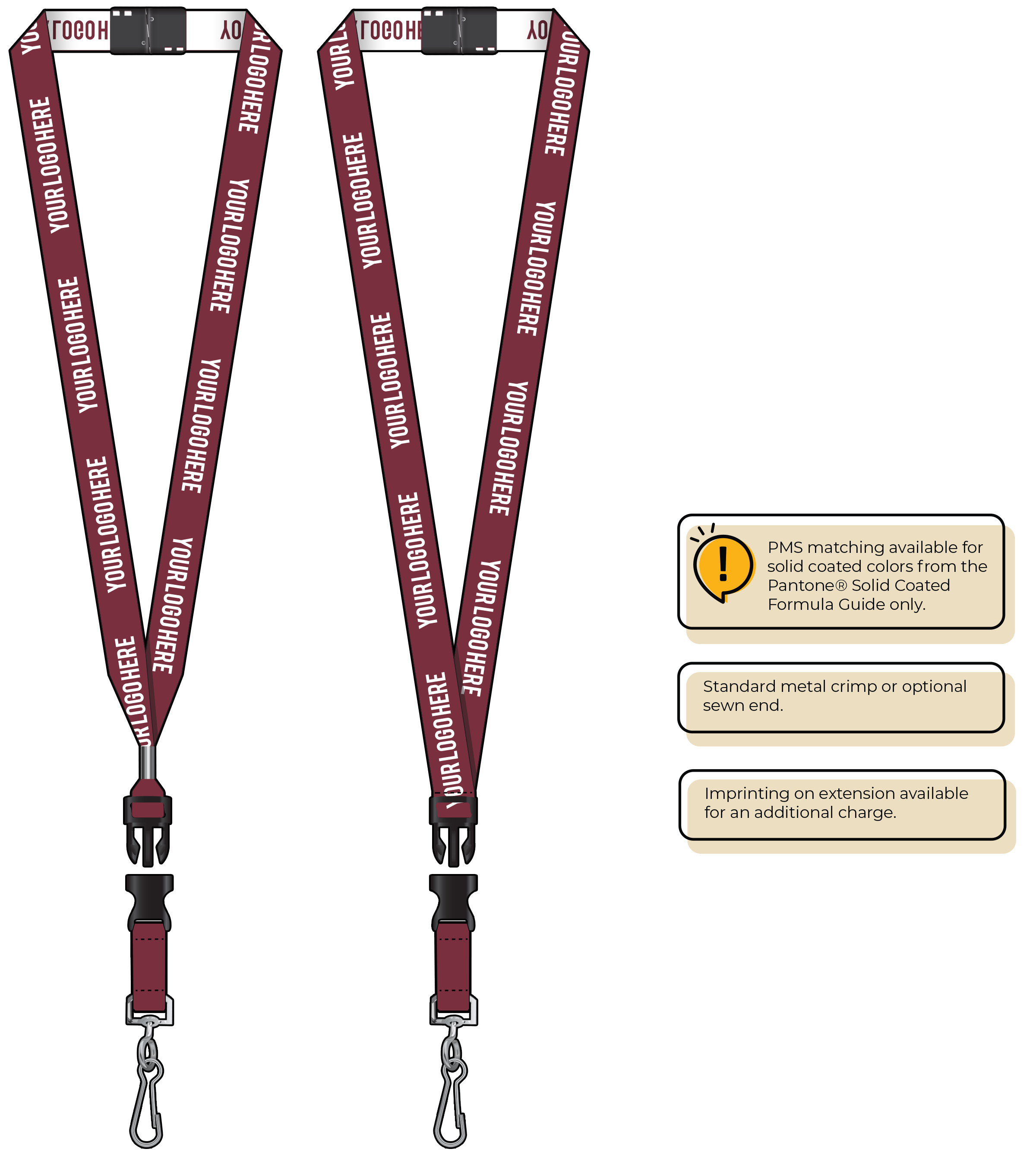 BH0023 | 3/4" Woven Lanyards :: DETACH BUCKLE WITH EXTENSION