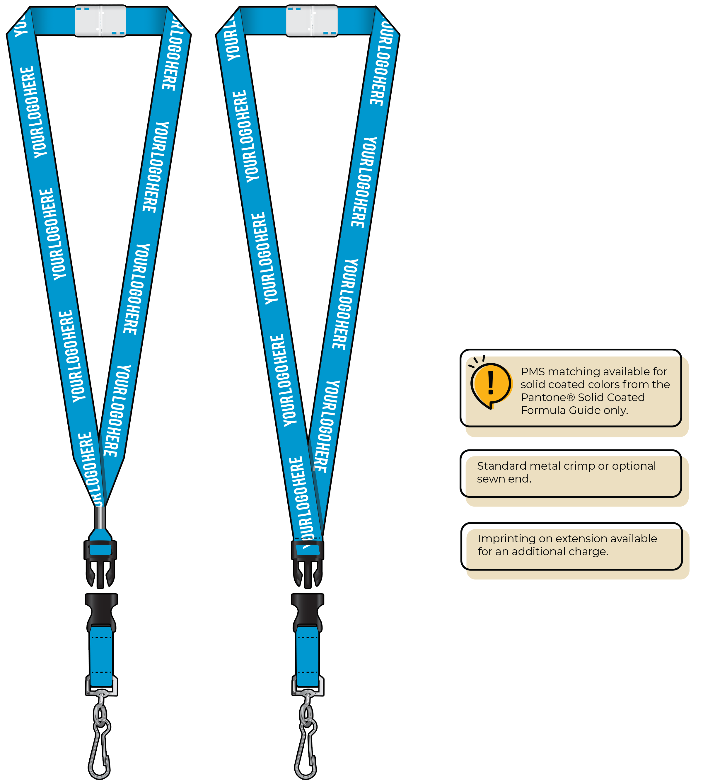 BHN013 | 3/4" Neon MicroWeave Silkscreen Lanyards :: DETACH BUCKLE WITH EXTENSION