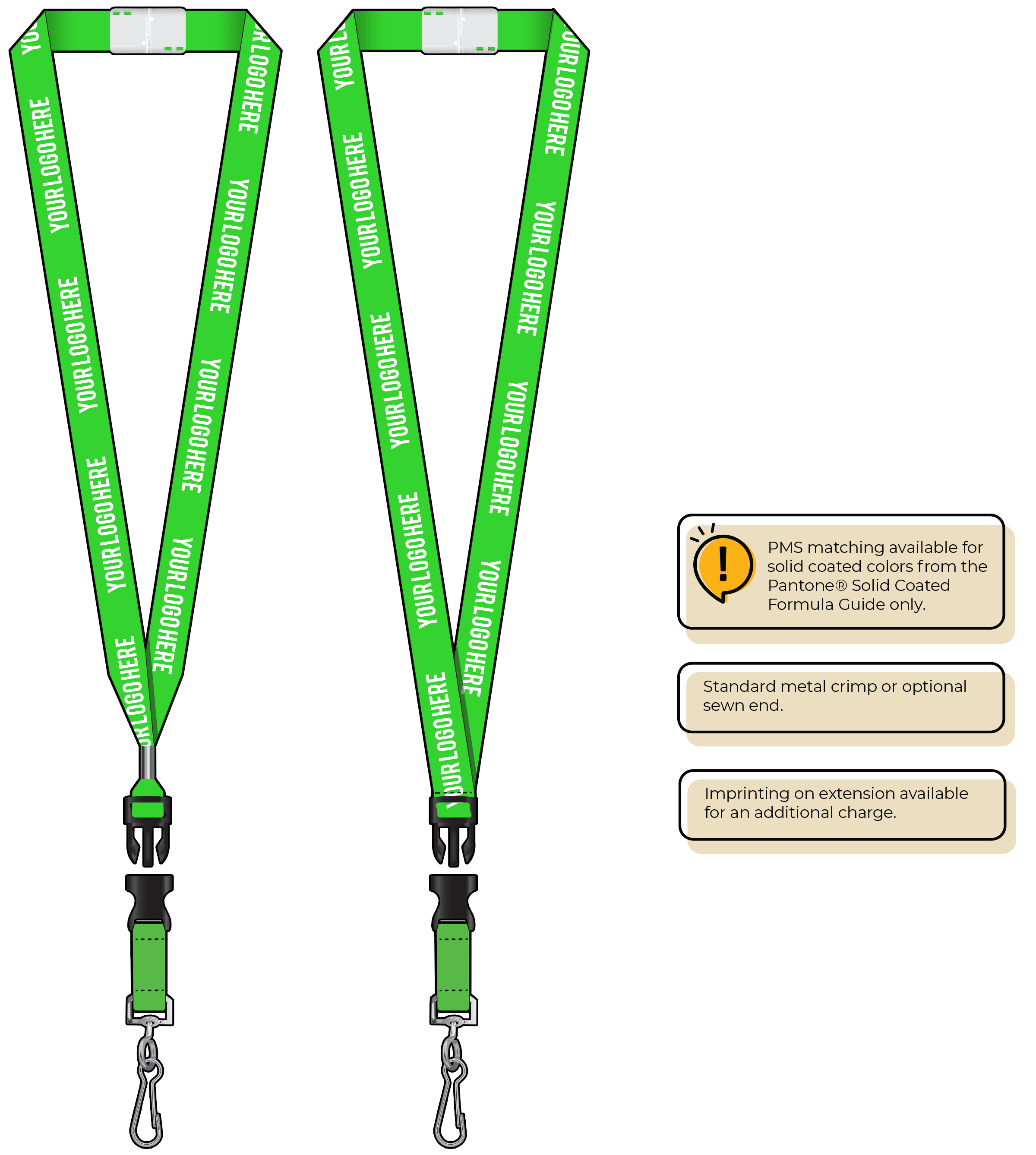 BHN013 | 3/4" Neon MicroWeave Silkscreen Lanyards :: DETACH BUCKLE WITH EXTENSION