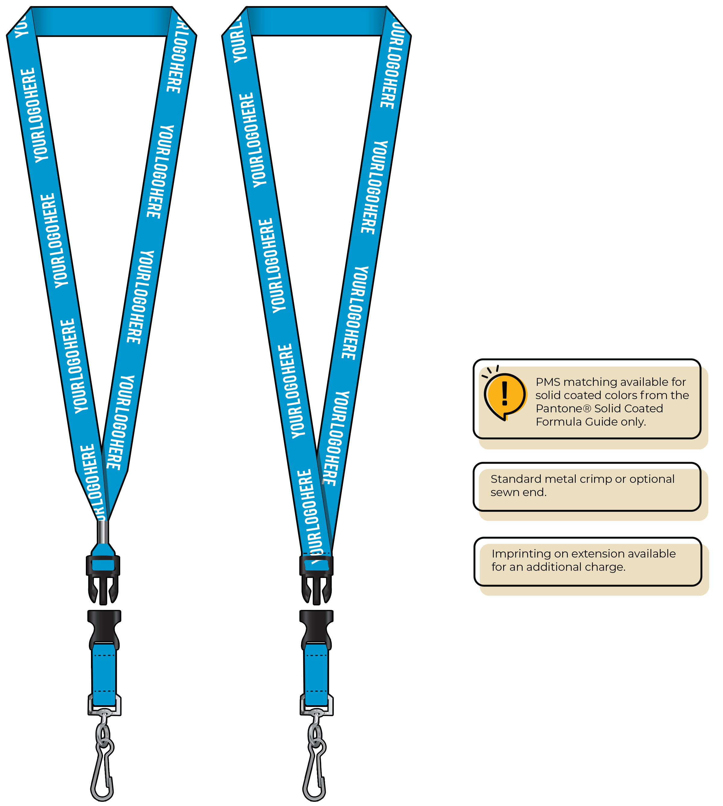 BHN013 | 3/4" Neon MicroWeave Silkscreen Lanyards :: DETACH BUCKLE WITH EXTENSION